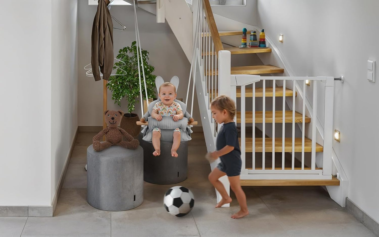 Baby-Schaukel Hängesitz mit Sicherheitsgurt, Grau