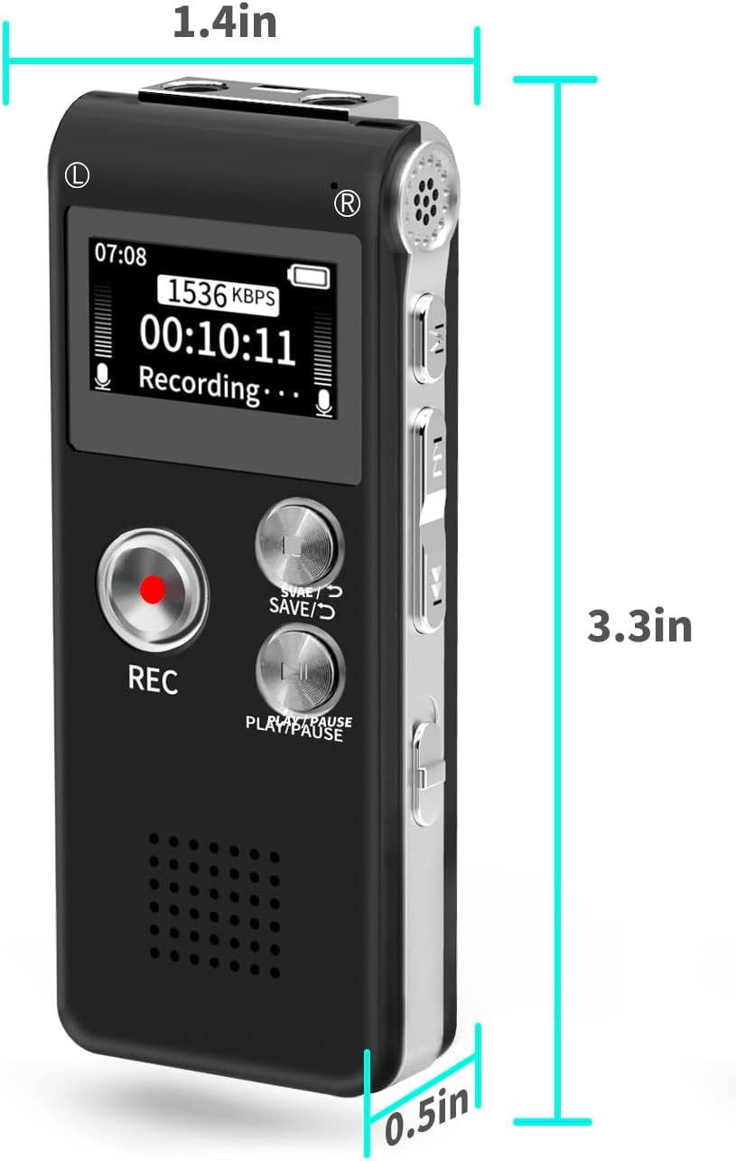 Digitales Mini-Diktiergerät HL0011 mit 30 Std. Aufnahmefunktion