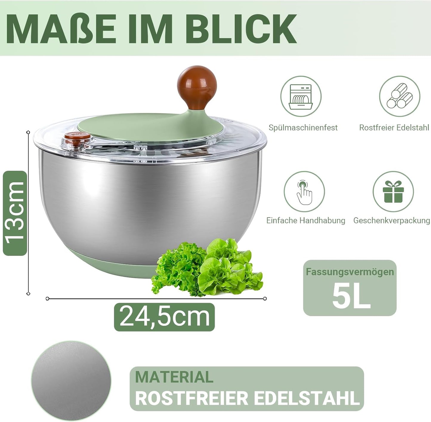 Salatschleuder mit Kurbelantrieb