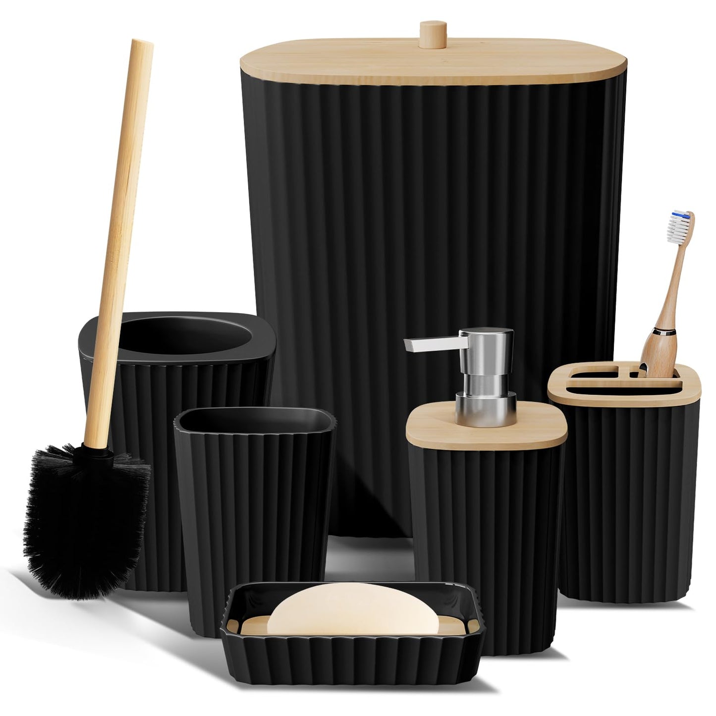6-teiliges Badezimmer-Zubehör-Set, Schwarz 6-Piece Accessory Set