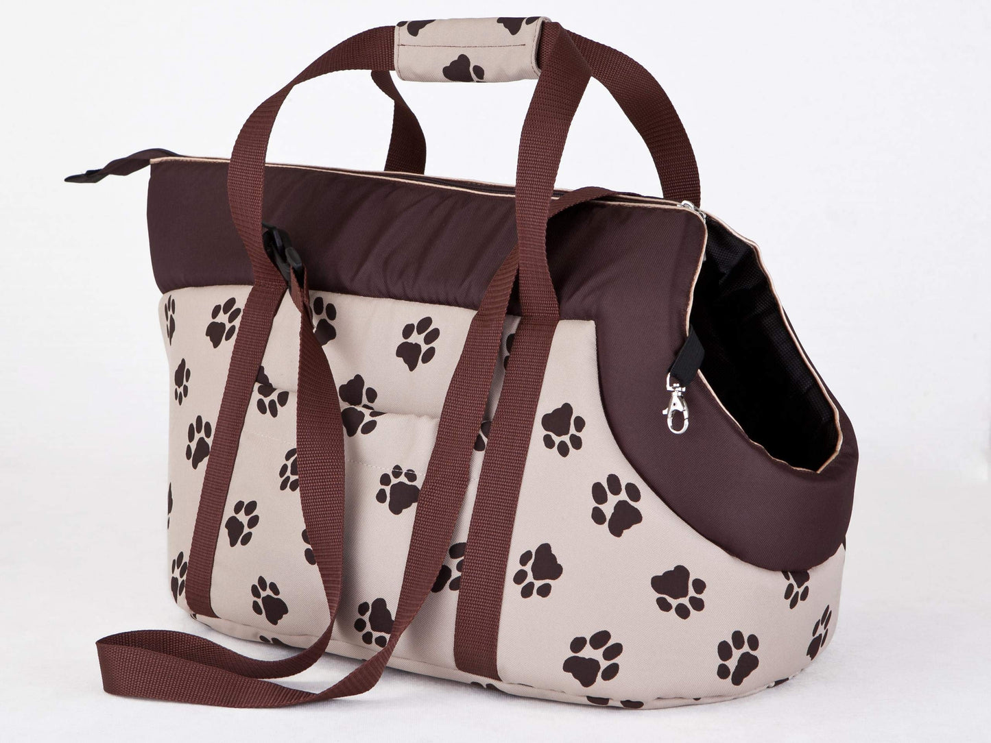 Hundetasche für Spaziergänge, 25 x 43 x 27 cm Beige mit Pfoten