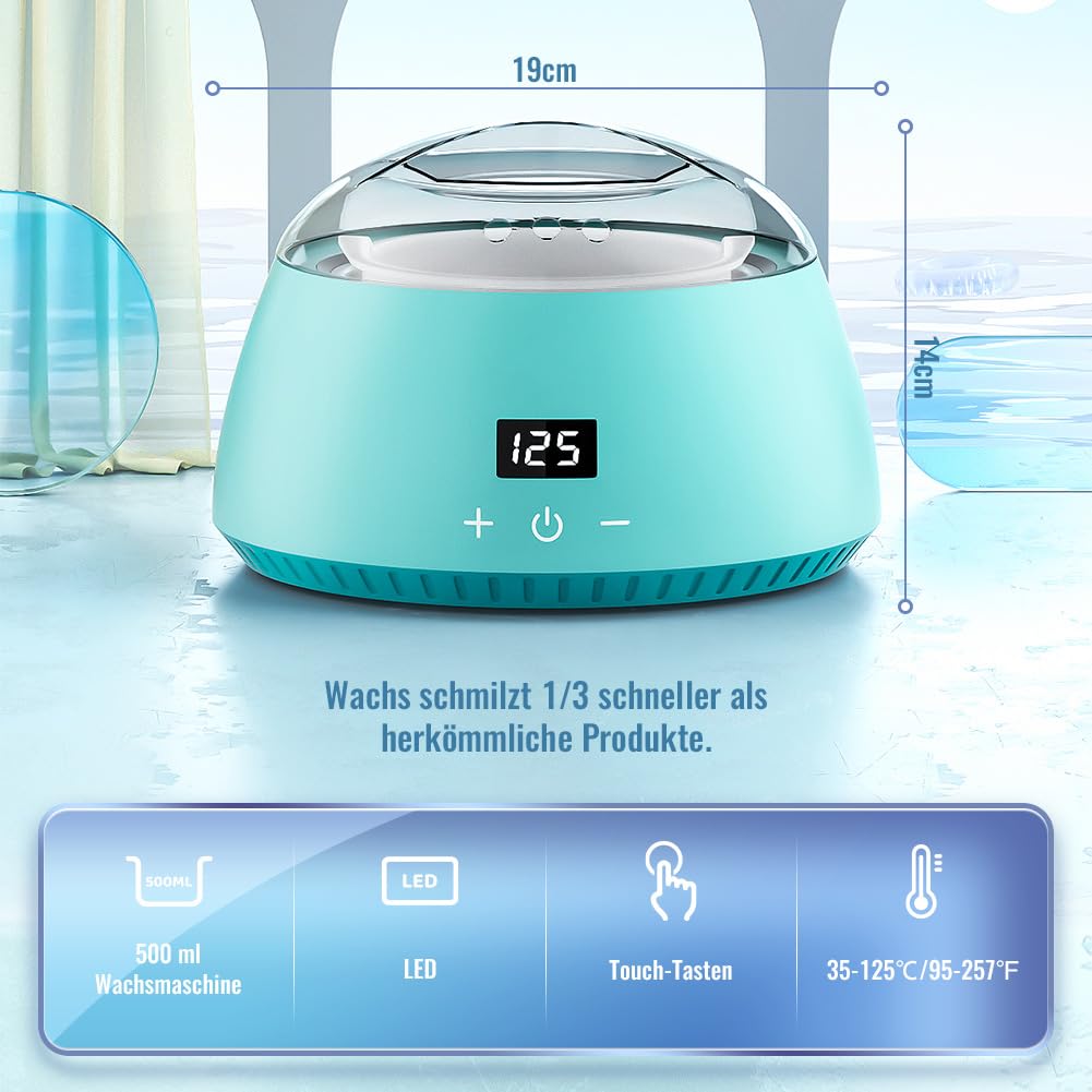 Professionelles Waxing Set mit LCD-Display, Blau 21*21*15cm
