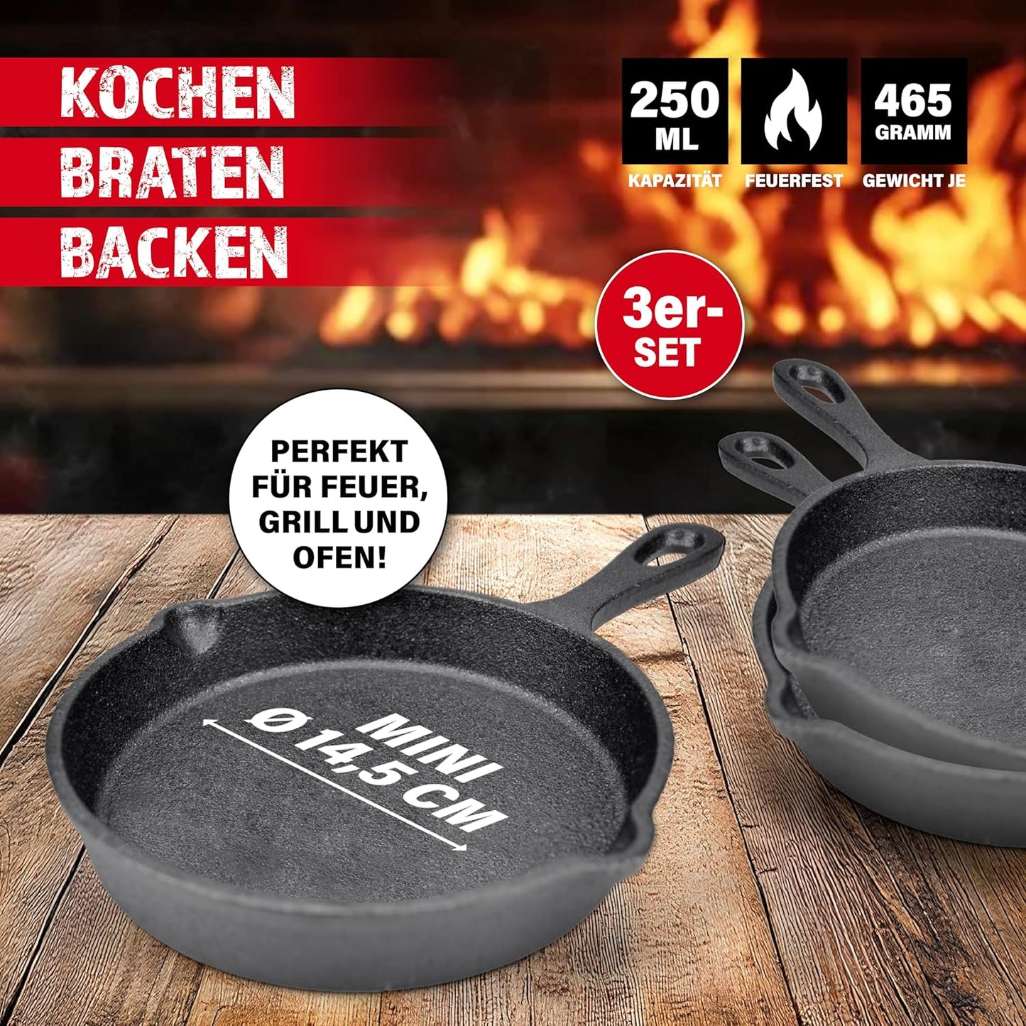 3er-Set Grillpfännchen