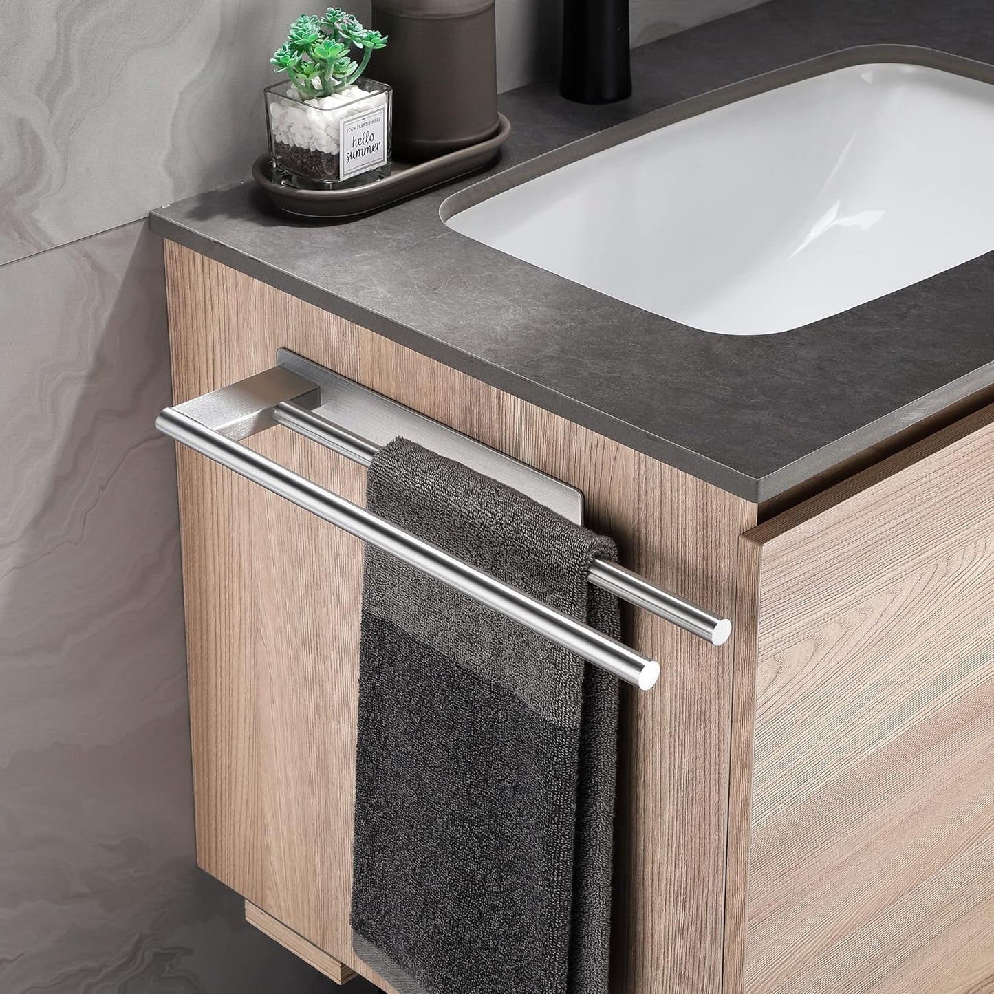 Doppelte Handtuchstange selbstklebend, ohne Bohren, #1 Silber
