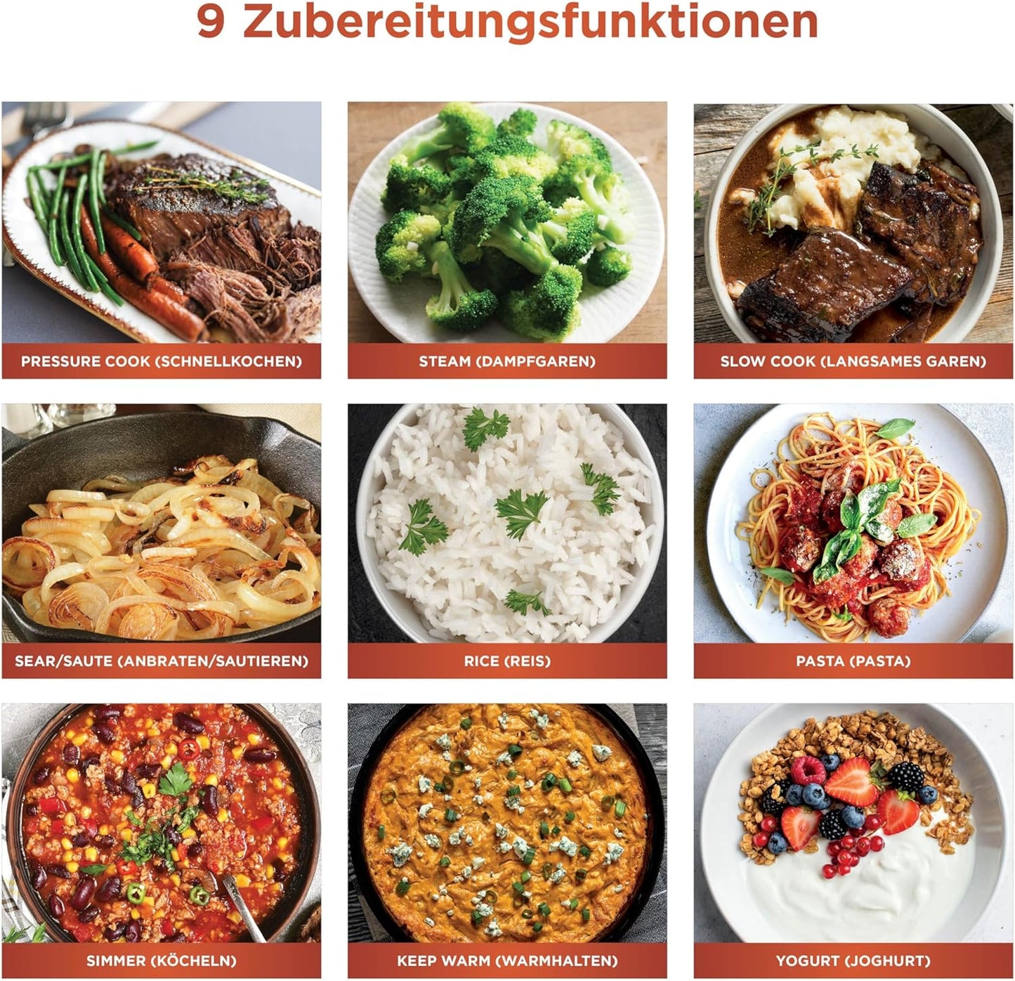 HyperHeat 9-in-1 Multikocher, 9-in-1 Schnellkochtopf Schwarz