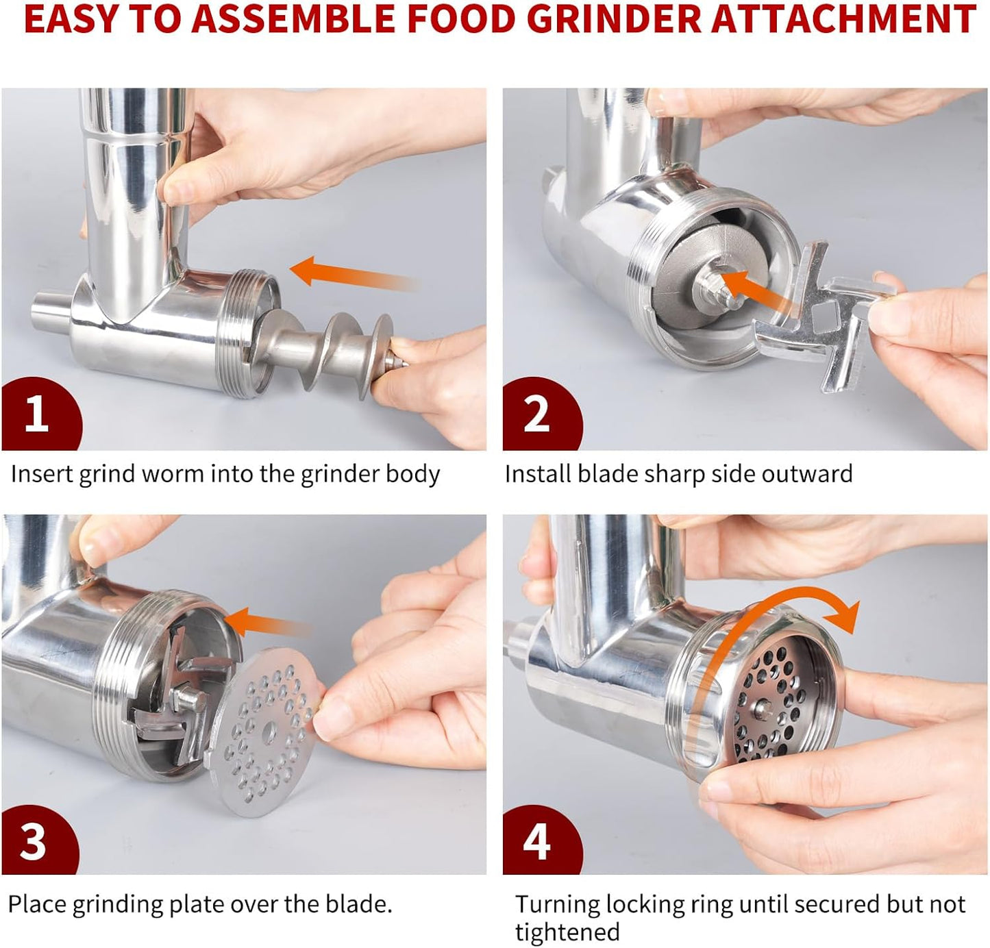 Fleischwolfaufsatz für KitchenAid Mixer, Edelstahl