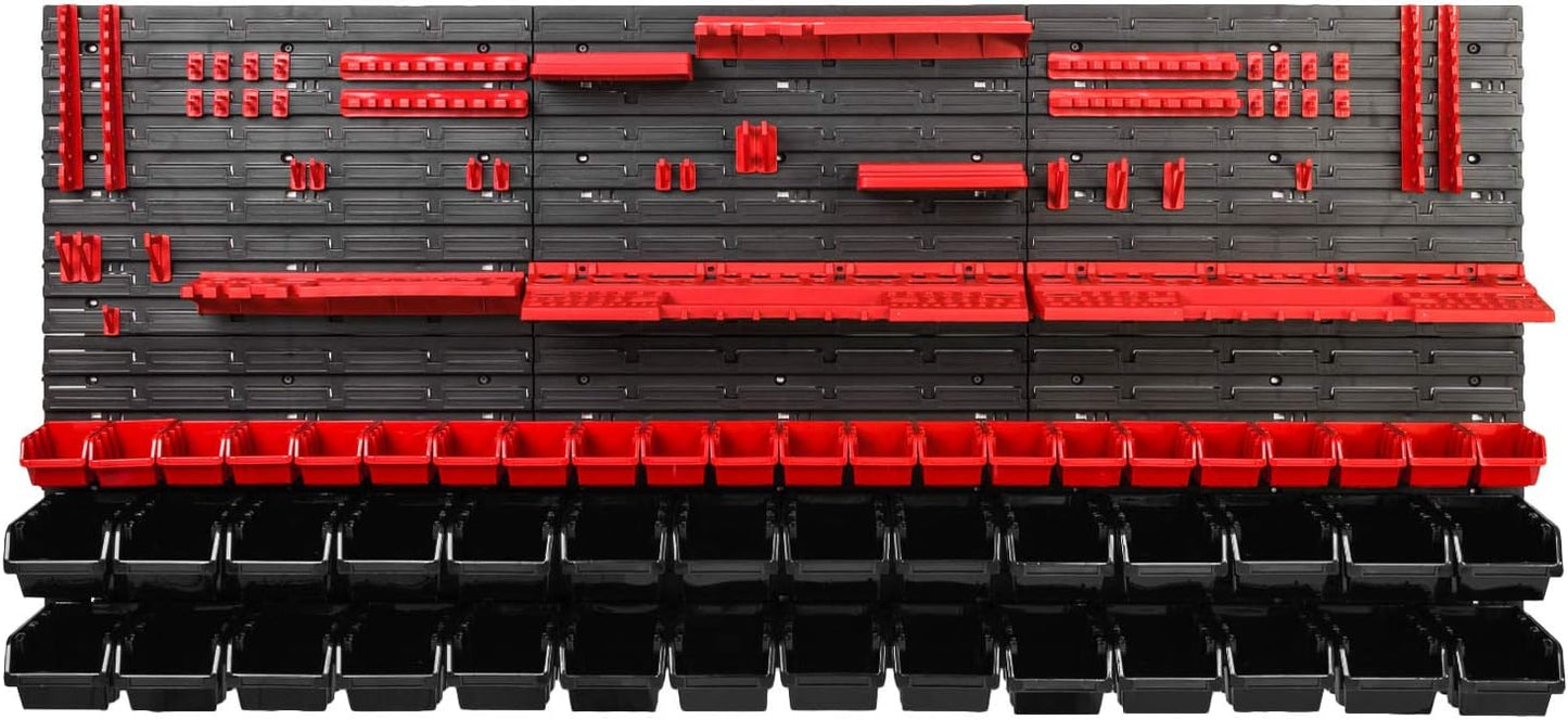 Stapelboxen mit Werkzeughalterungen, Rot/Schwarz
