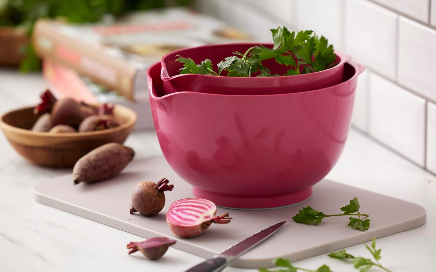 4-teiliges Margrethe Rührschüssel-Set, One Size Beetroot