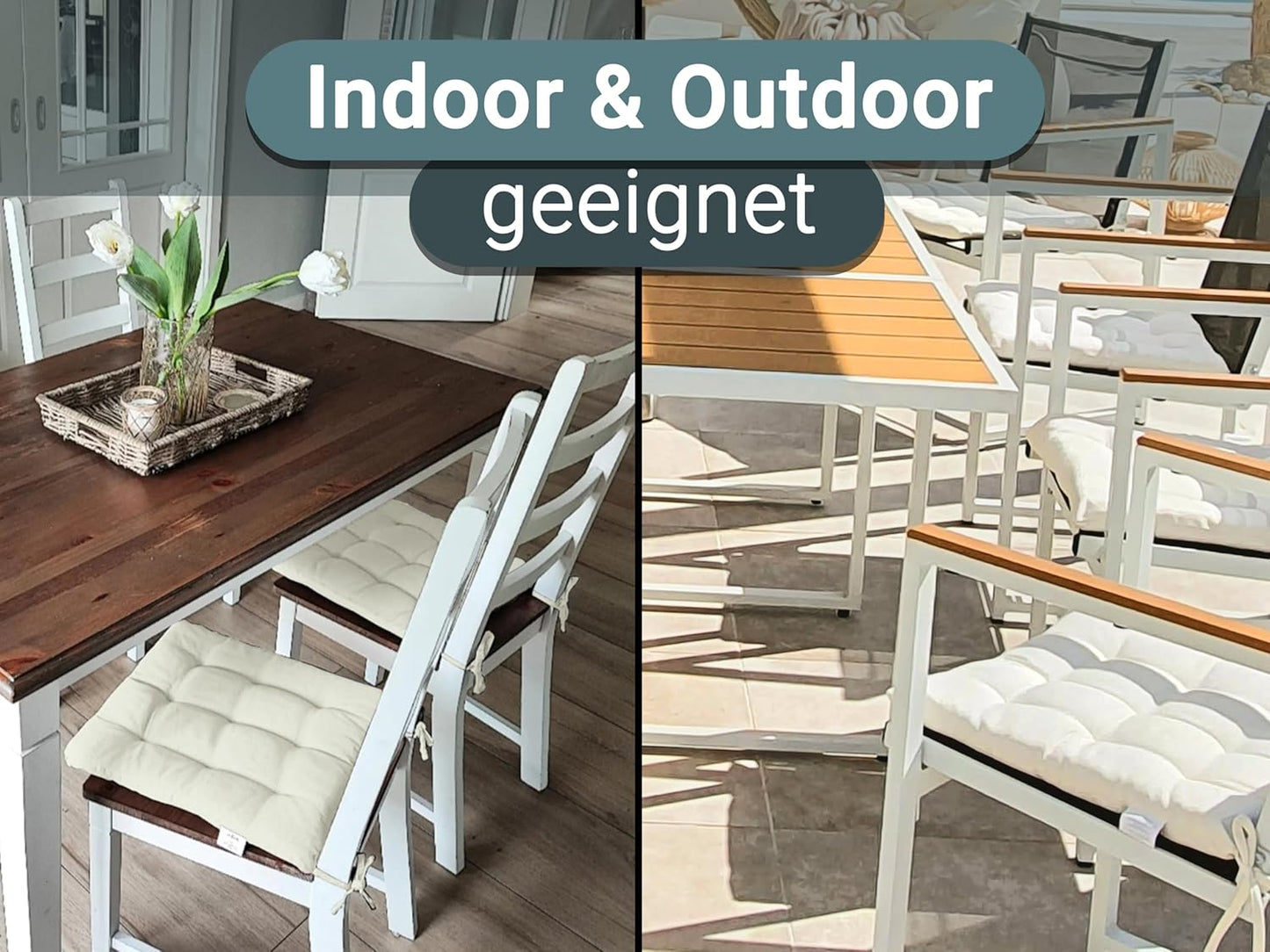 Sitzkissen-Set, 4 Stück (1er Pack) Creme