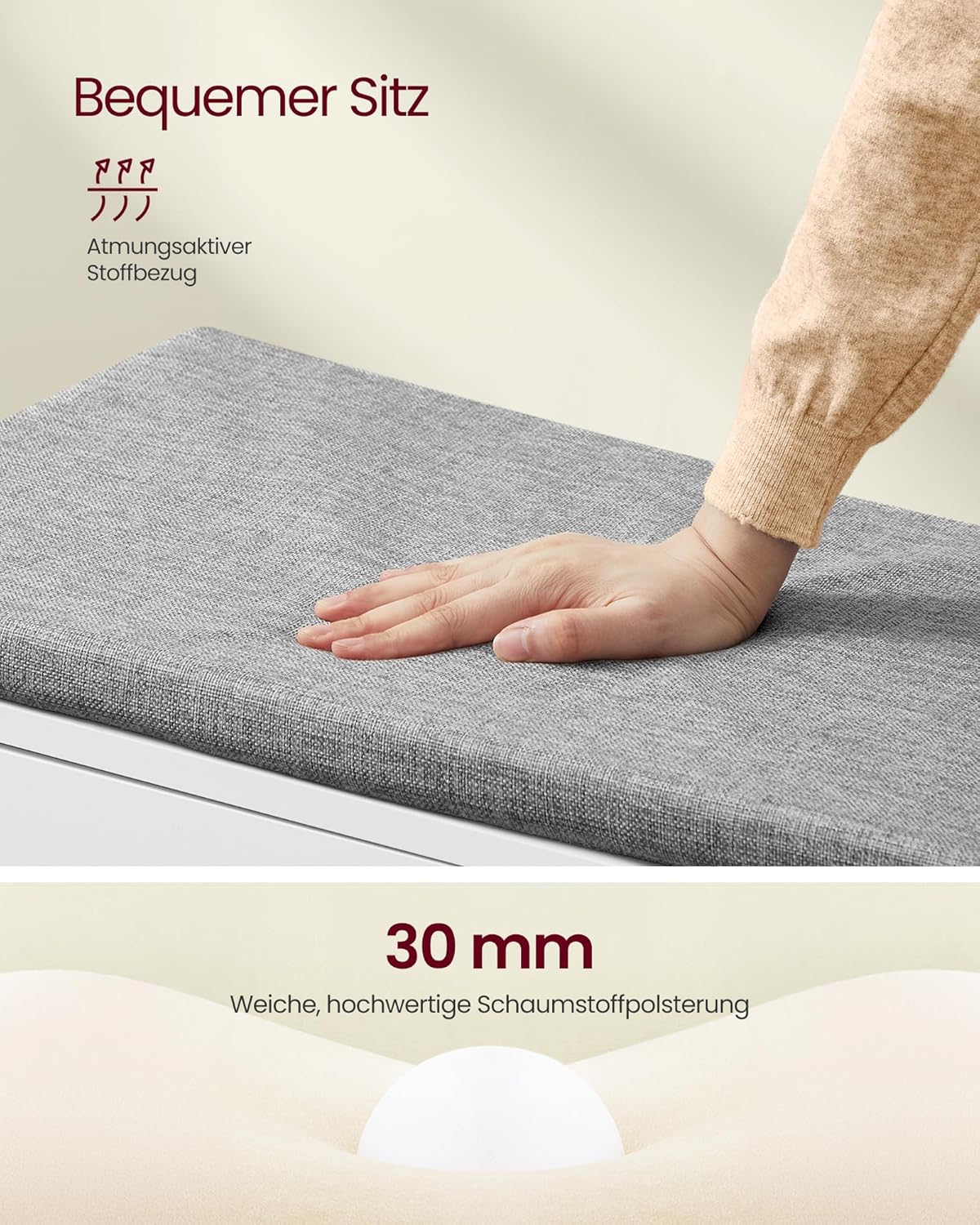 Schuhbank mit Stauraum und höhenverstellbaren Ablagen, 100H cm