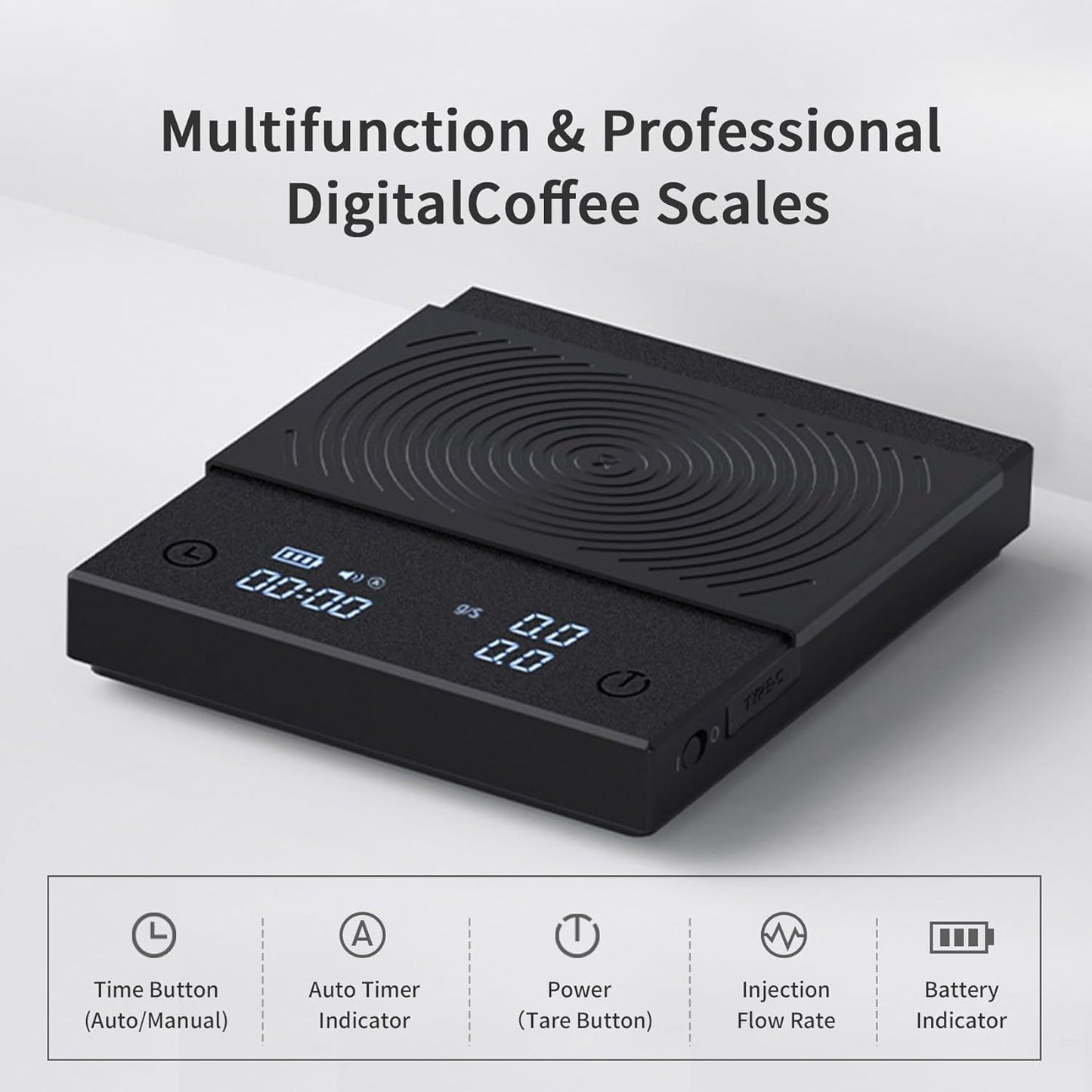 Kaffeewaage mit Timer und Durchflussmessung, Basic 2.0 schwarz