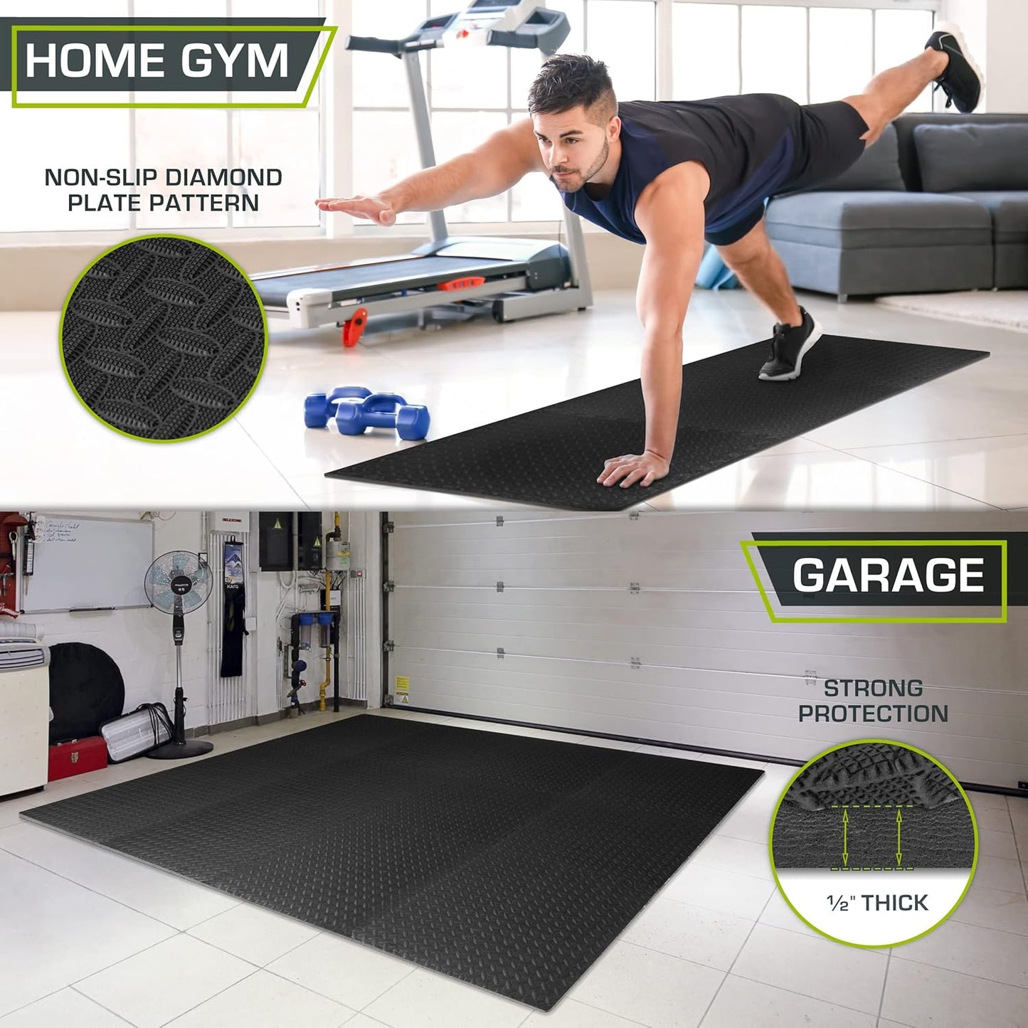 Puzzle-Trainingsmatte, Black - 1/2 Inch - 48 Sq Ft - 12 Tiles