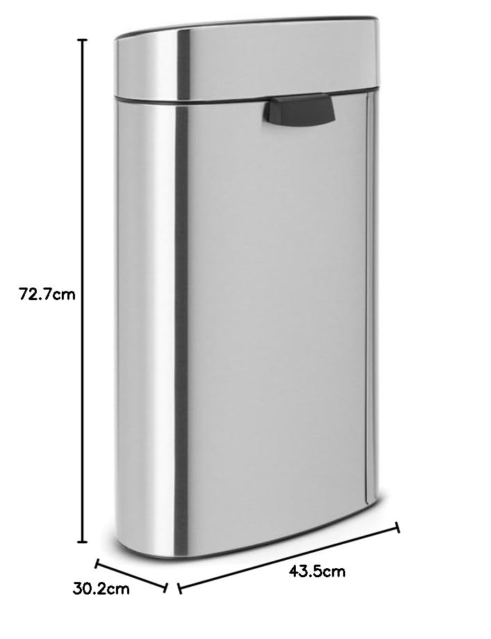 Touch Bin mit herausnehmbarem Einsatz, 40 Liter Matt Steel