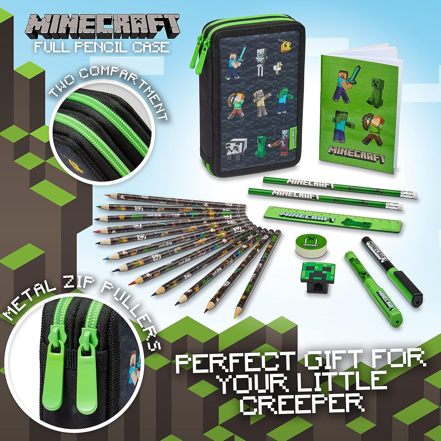 Federmäppchen Creeper für Kinder und Teenager, Schwarz