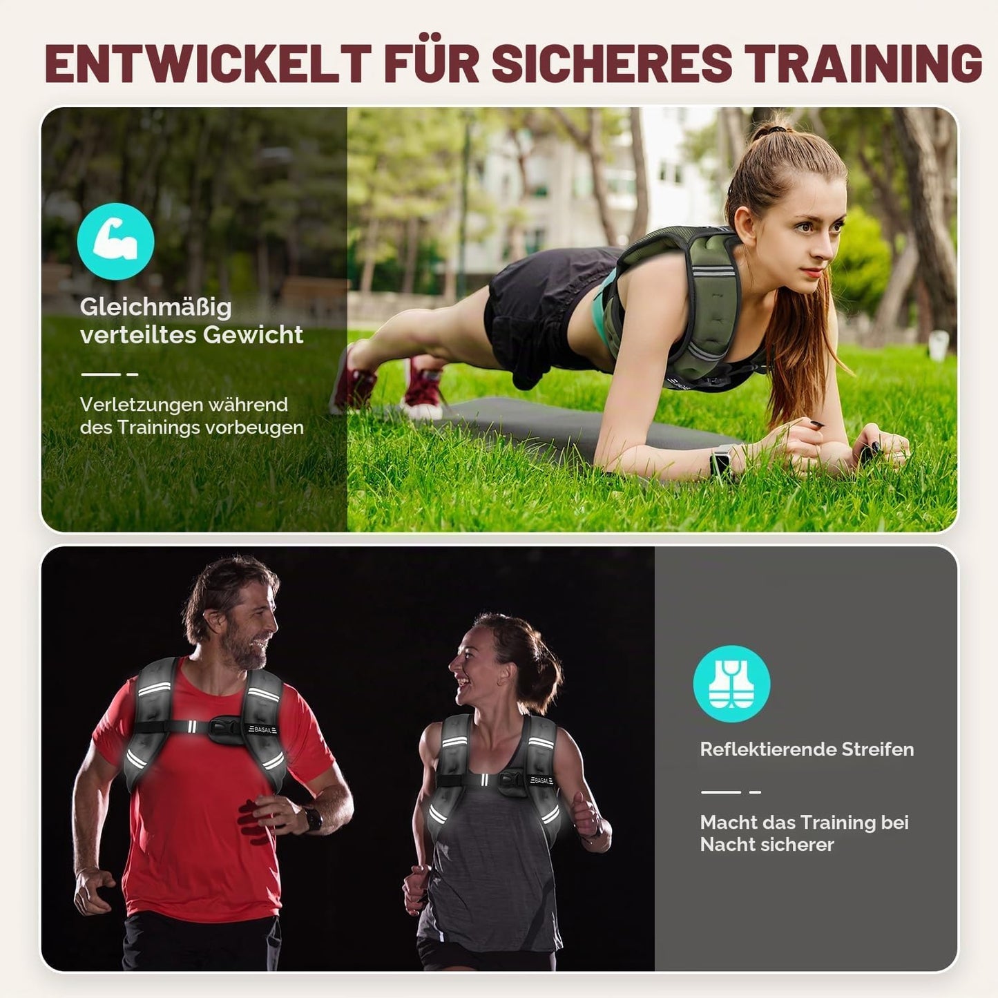 Gewichtsweste für Krafttraining, Grün 8kg/17.6lb