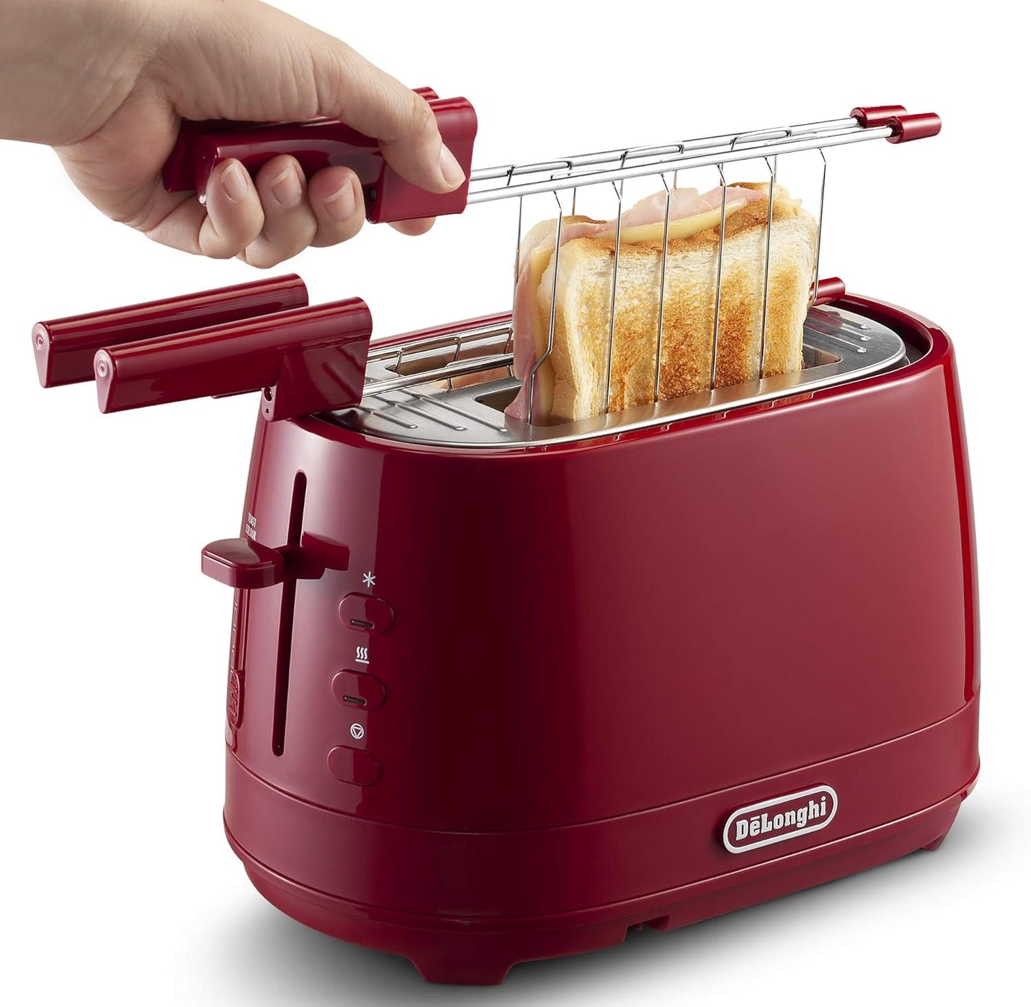 Toaster mit Zange, Rot