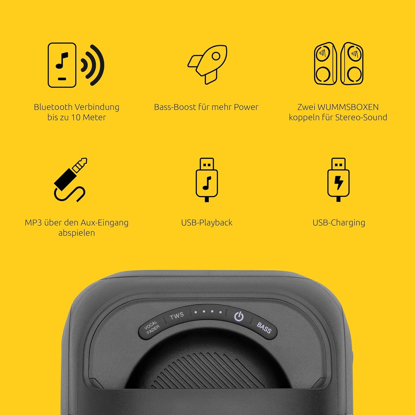 Tragbarer Bluetooth Lautsprecher Wummsbox