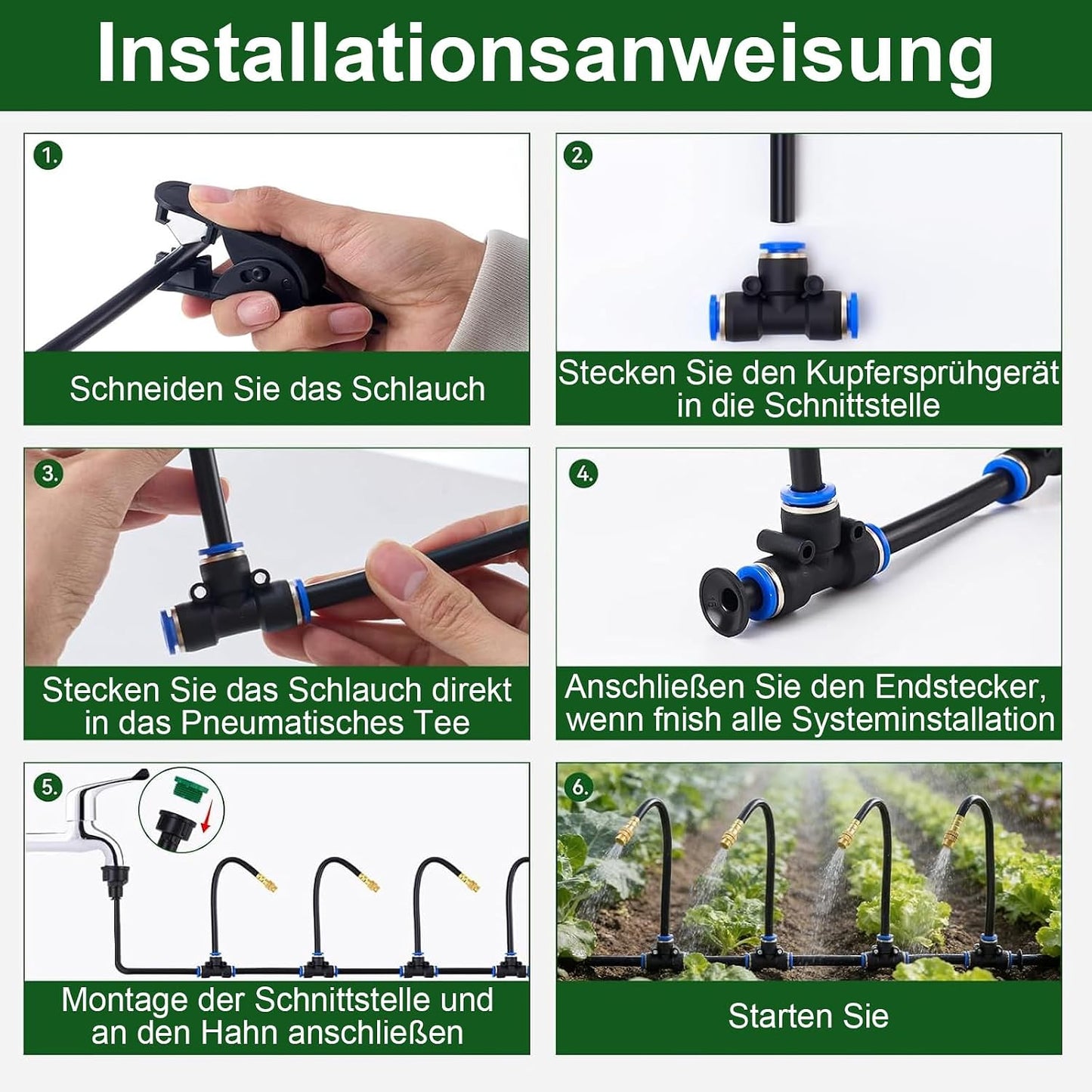 Automatisches Gartenbewässerungssystem mit 15 m Schlauch