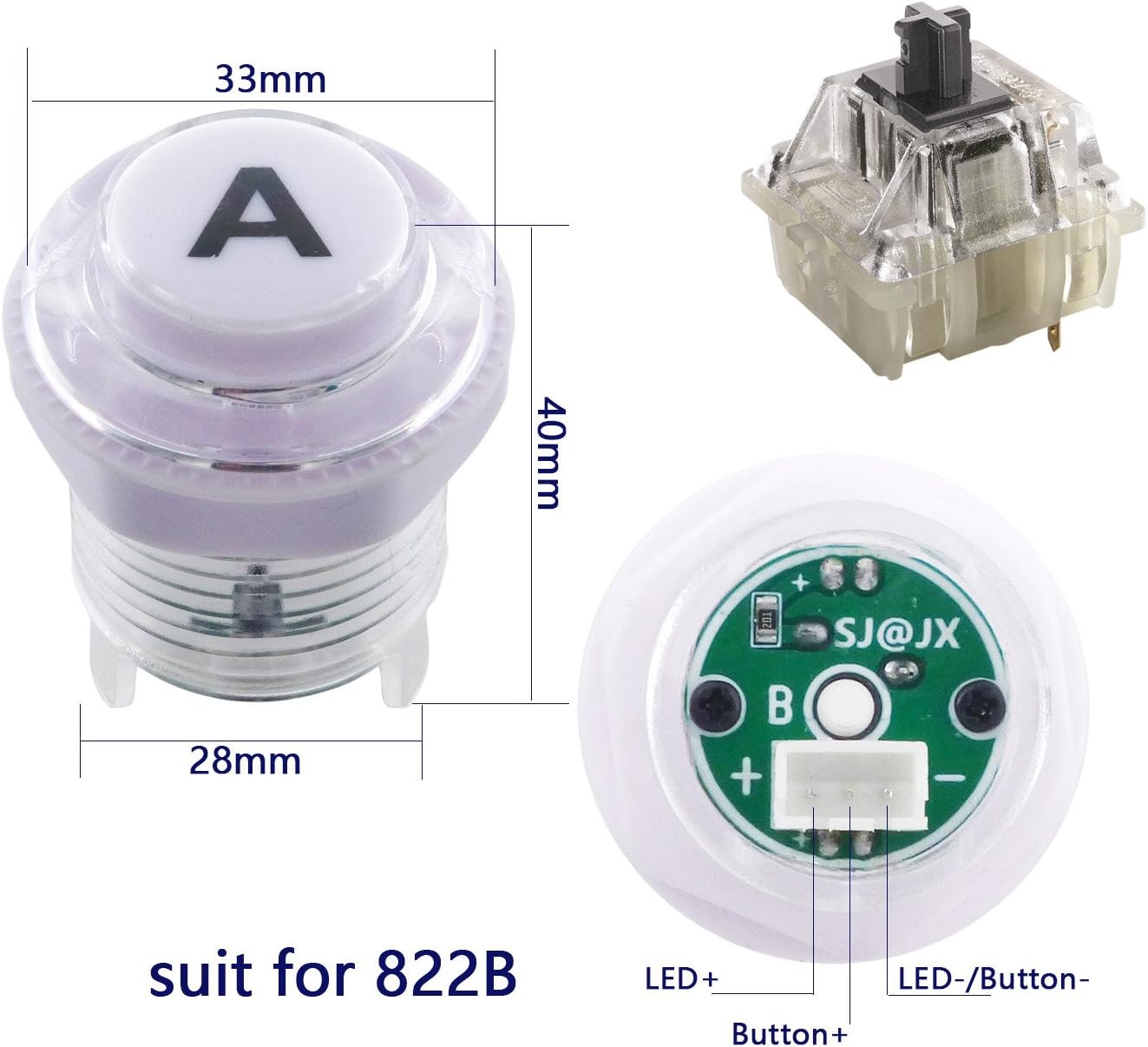 Arcade Game LED DIY Kit mit Joystick und Buttons für 2 Spieler, mix