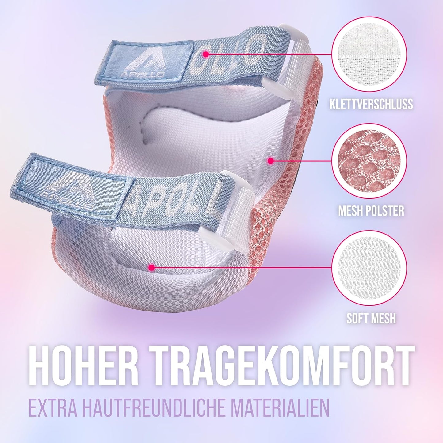 Protektoren-Set für Kinder, S-3 bis 6 Jahre Pink/Schwarz