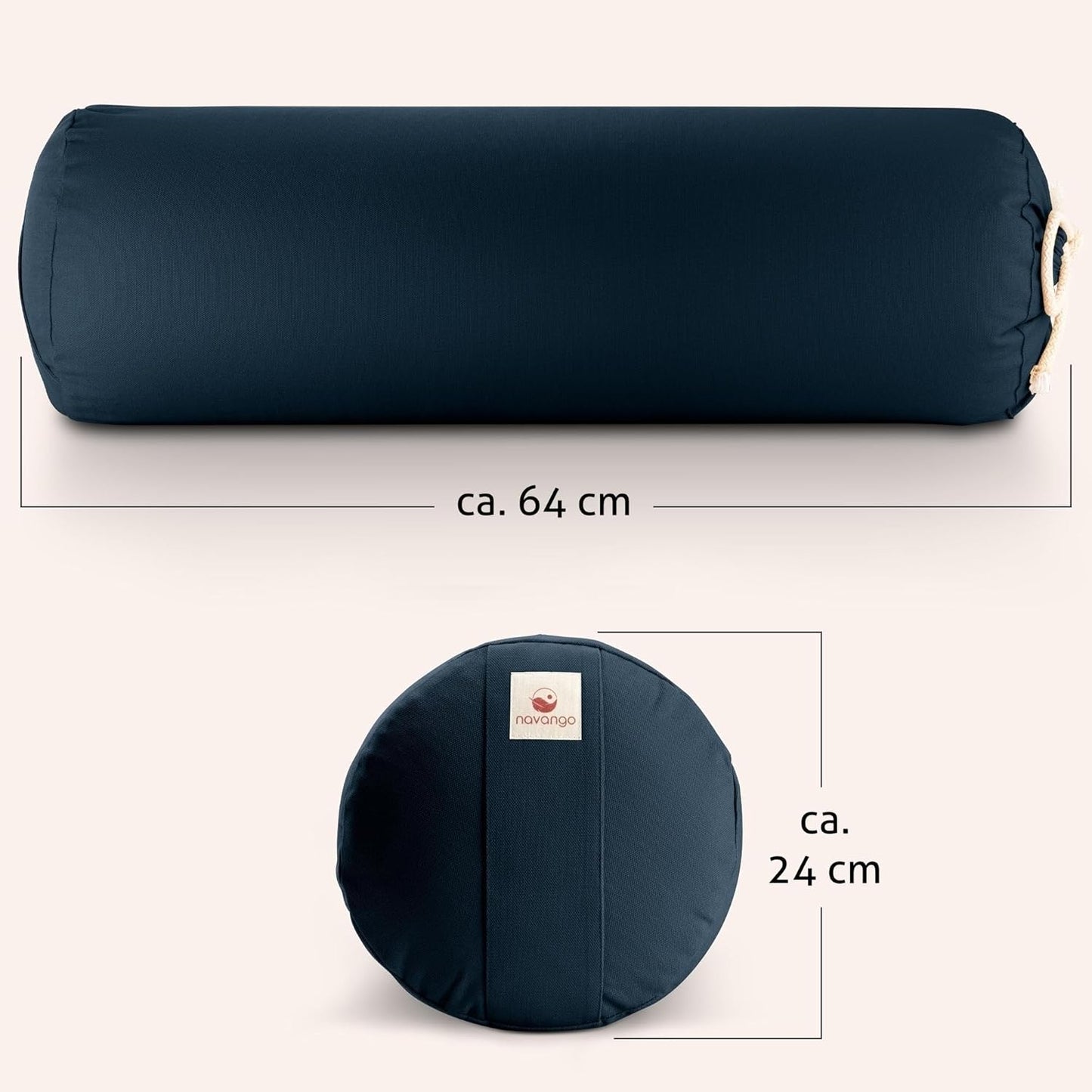 Yoga Bolster mit Dinkelspelzfüllung, Marineblau