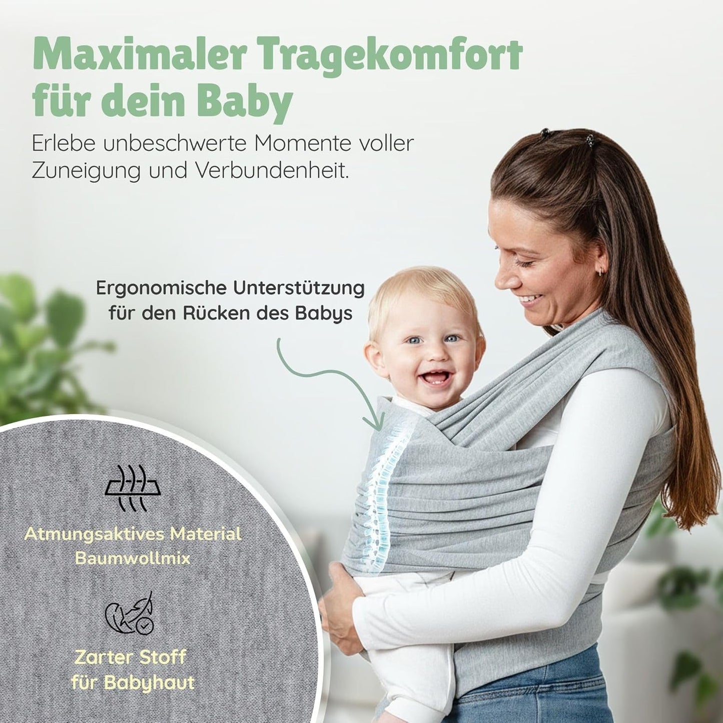 Elastisches Babytragetuch, Grau