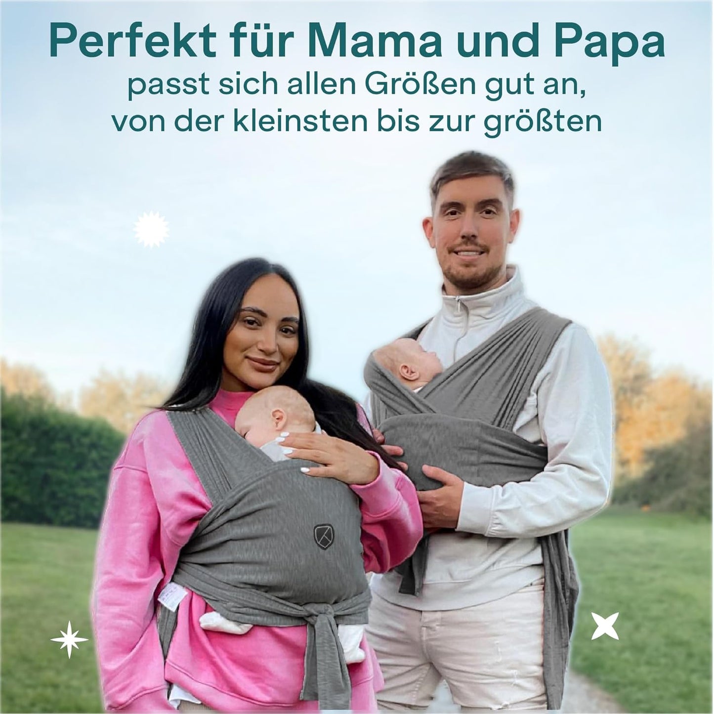 Babytragetuch für Neugeborene bis 9kg, Anthrazitgrau
