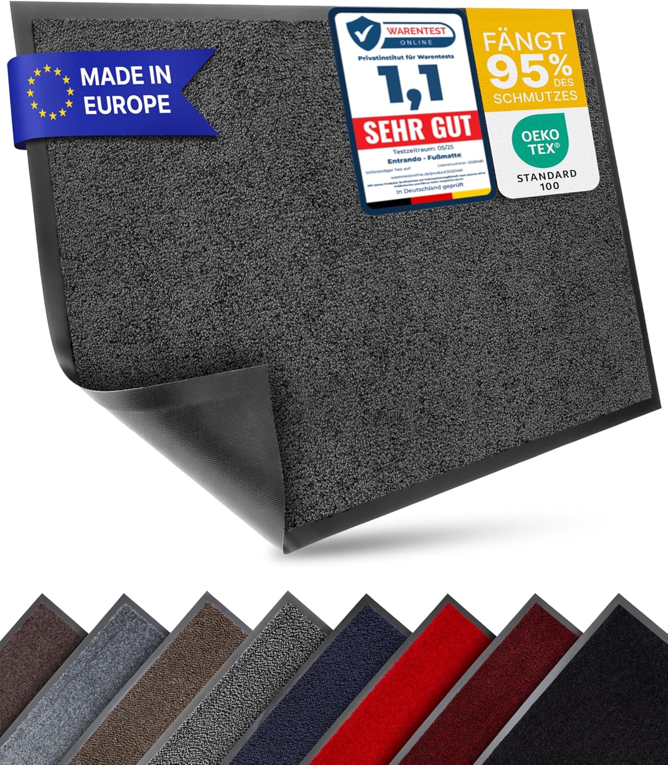 Schmutzfangmatte 60x90 cm - rutschfest, robust, Anthrazit 60 x 90 cm