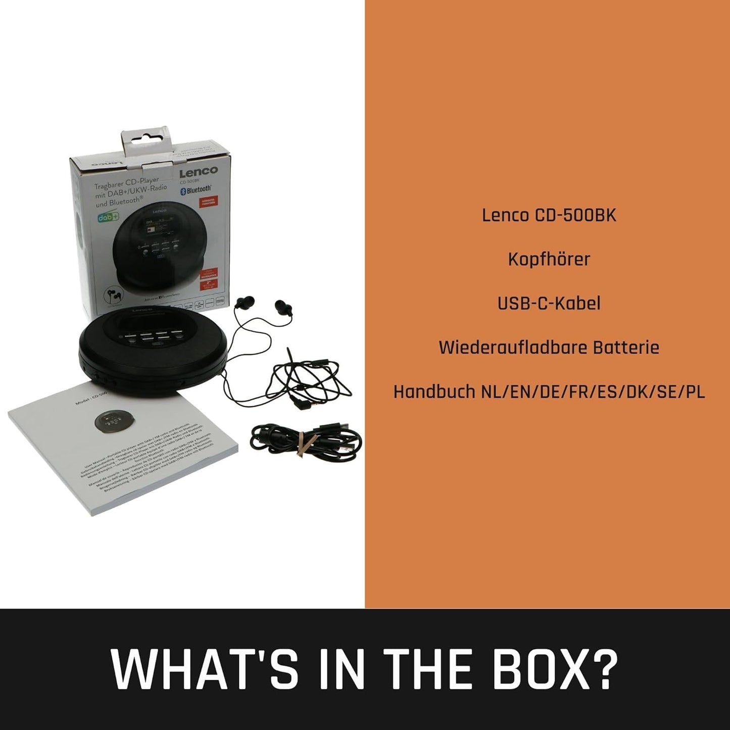 CD-Player CD-500, Mit Bluetooth u. DAB+ Schwarz