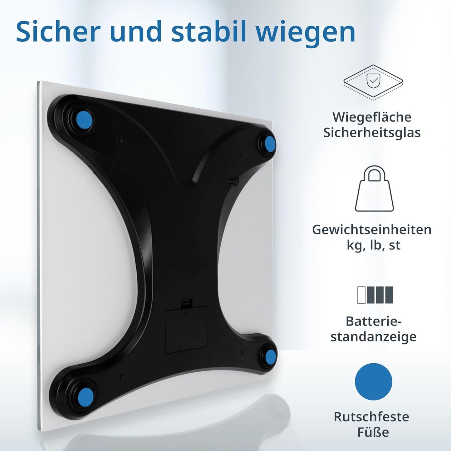 Digitale Körperwaage mit grossem Display, Silber / XXL-Display 200 kg