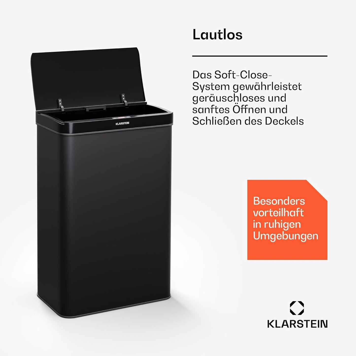 Sensor-Mülleimer mit Soft-Close, 50 L Schwarz