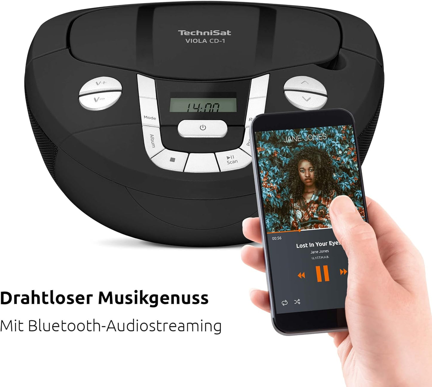 VIOLA CD Boombox mit Bluetooth, schwarz