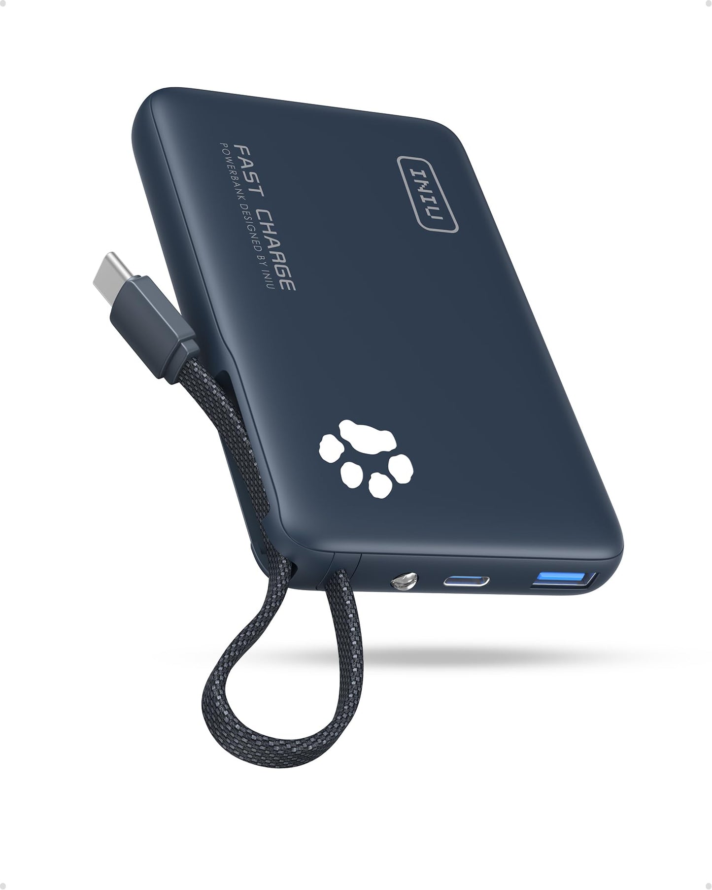 Powerbank P41L mit integriertem USB-C Kabel, Blau