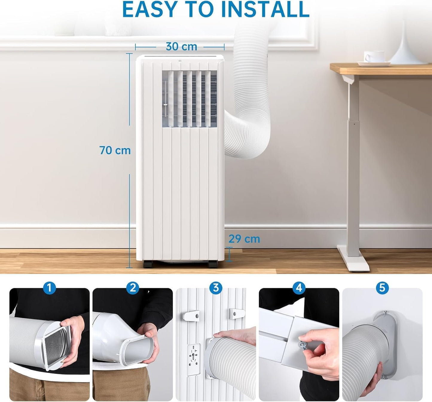 3-in-1 Mobilklimaanlage RXWAH mit Timer & Fernbedienung, Weiss 7000 BTU