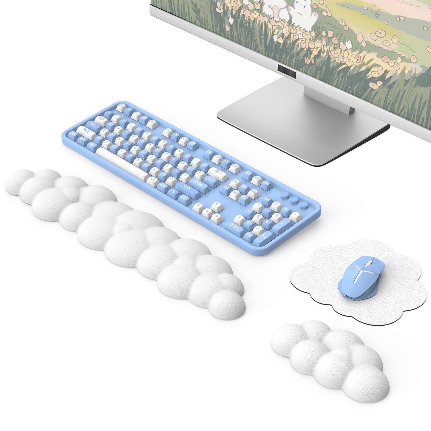 Ergonomisches Handgelenkauflagen-Set für Tastatur & Maus, Weiss