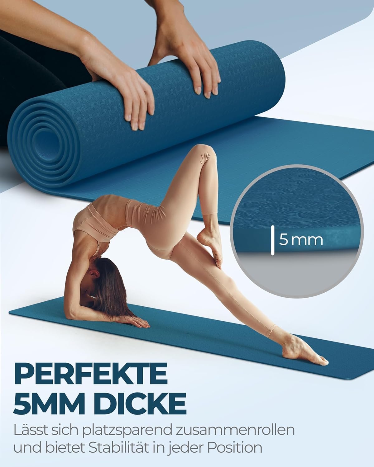 Rutschfeste Yoga- & Pilatesmatte, Dunkelblau