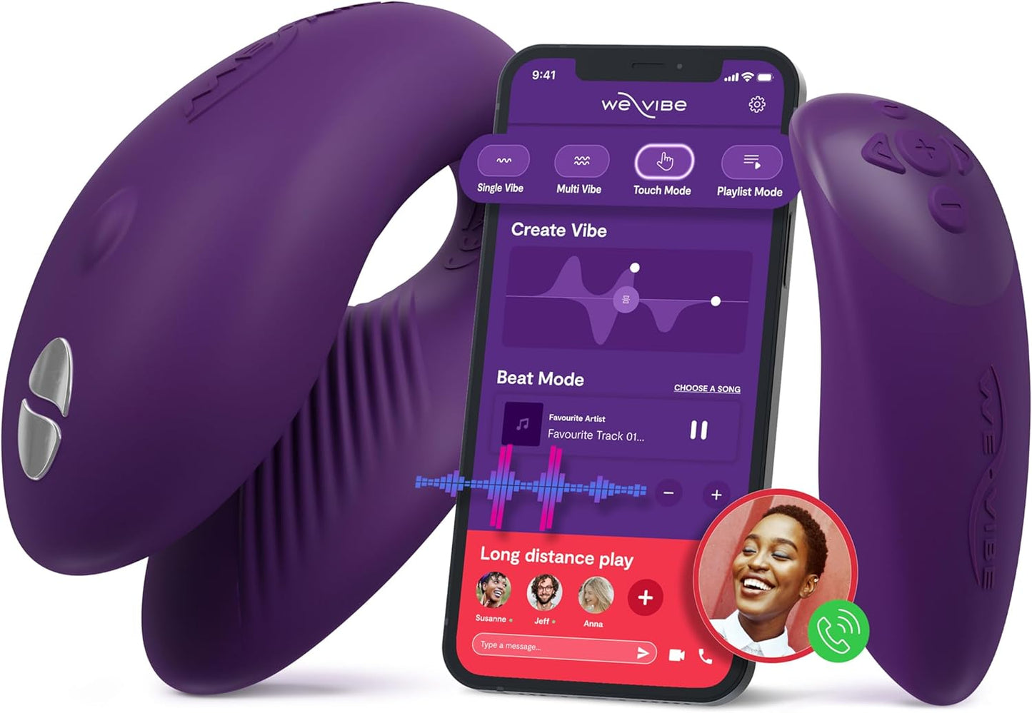 Paarvibrator Chorus mit App-Steuerung, Lila