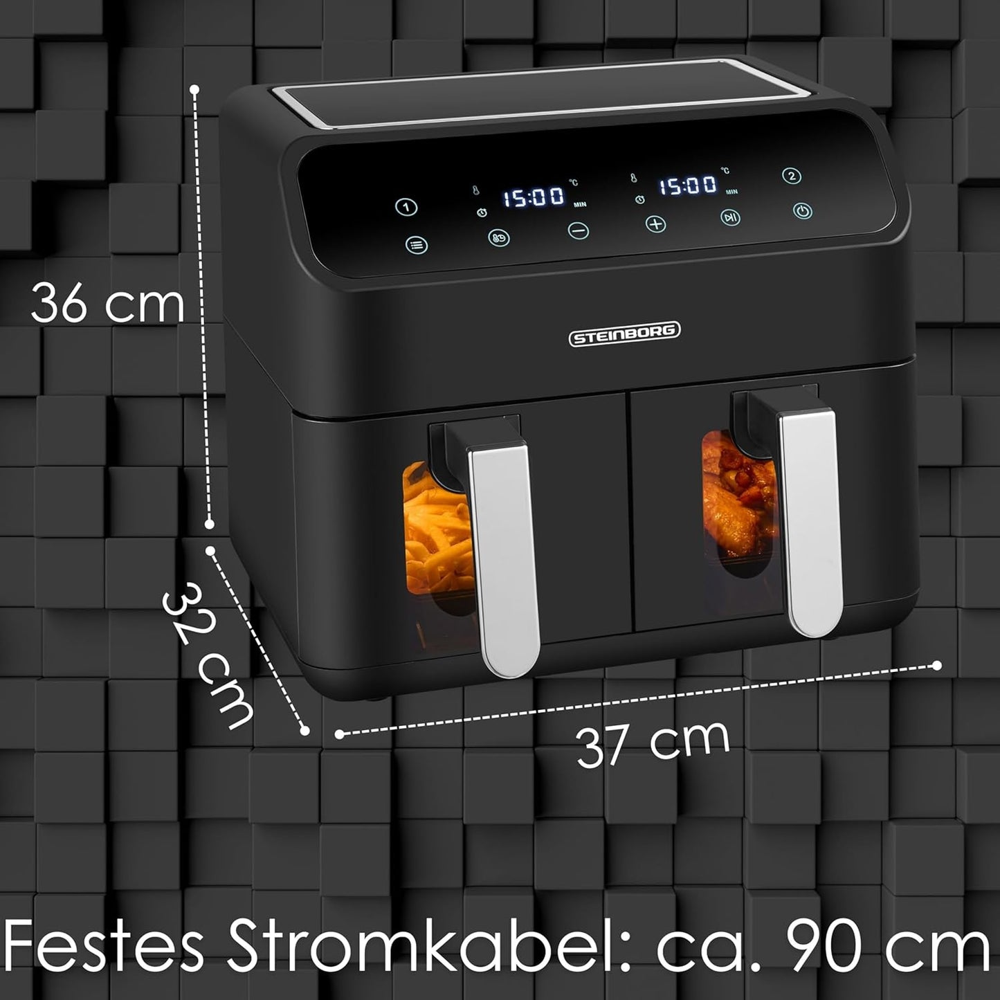 Heissluftfritteuse mit 2 Kammern