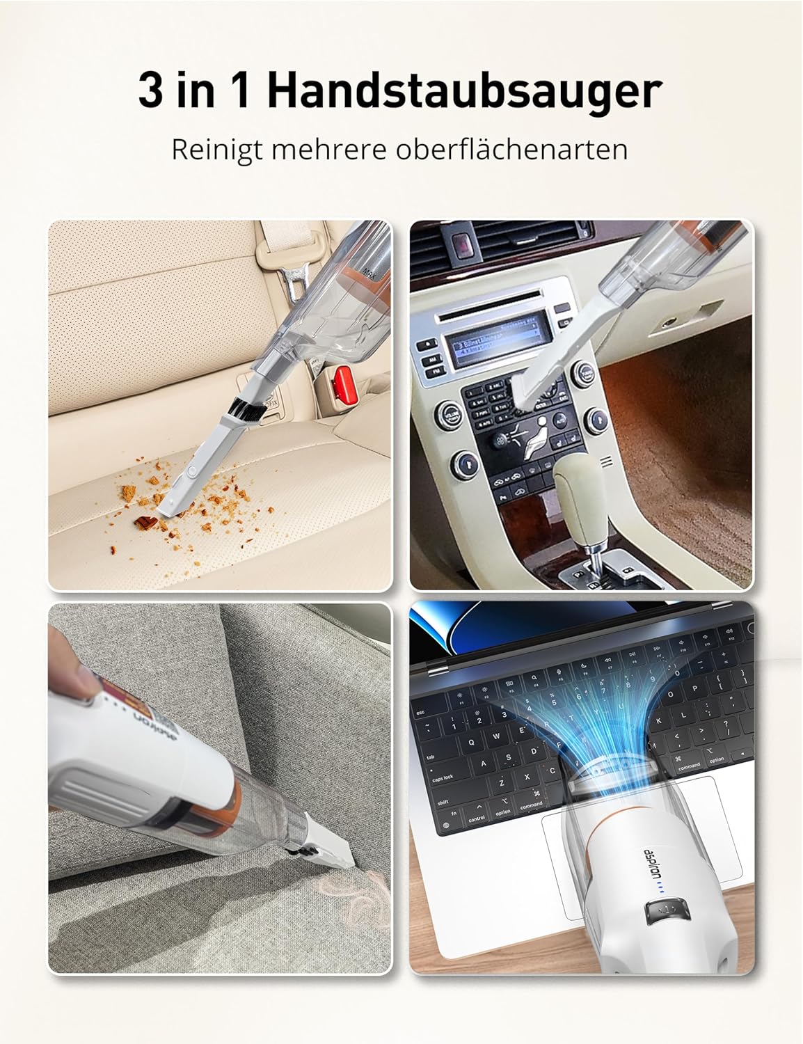 Kabelloser Handstaubsauger, Weiss