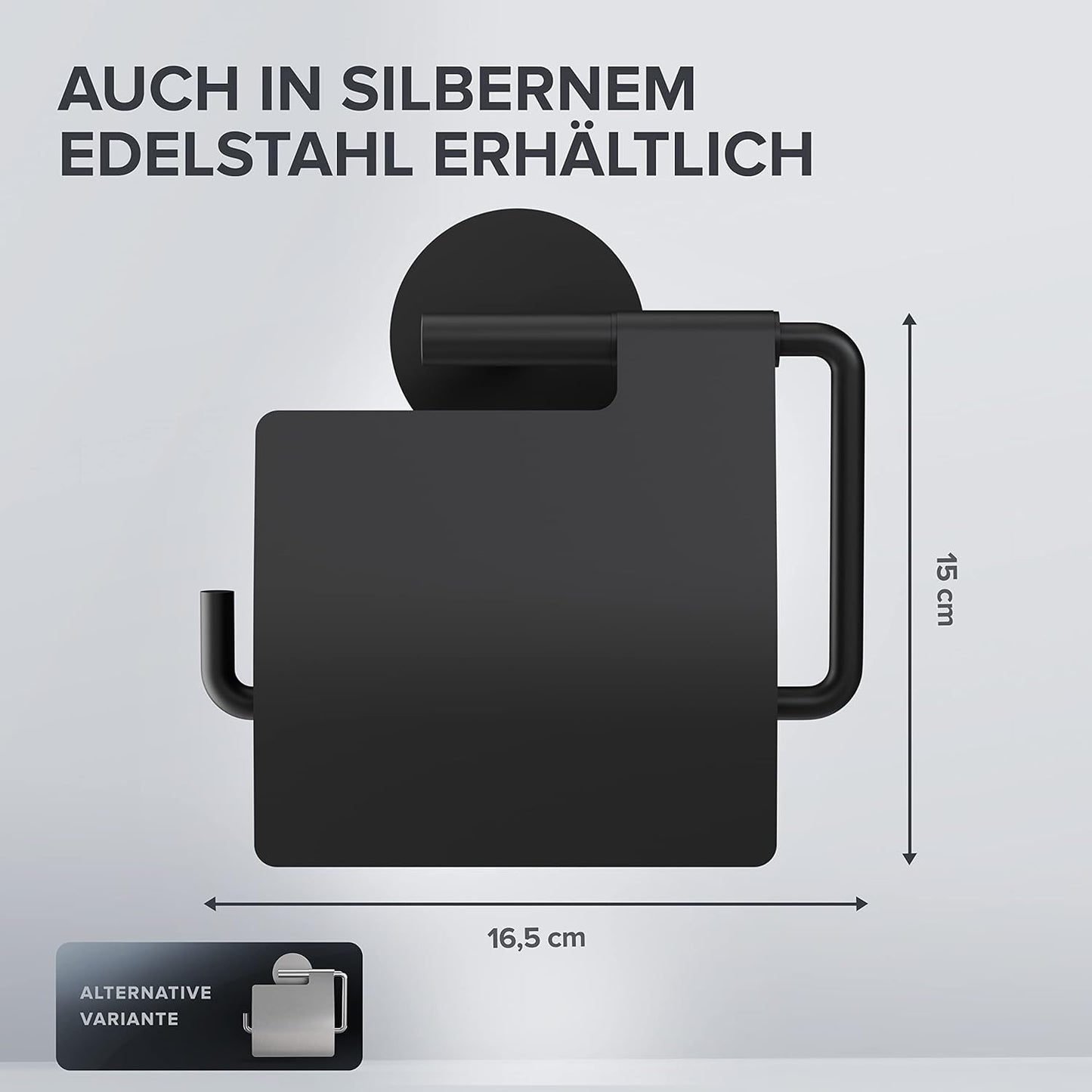 Toilettenpapierhalter Heroya, Zum Kleben Schwarz