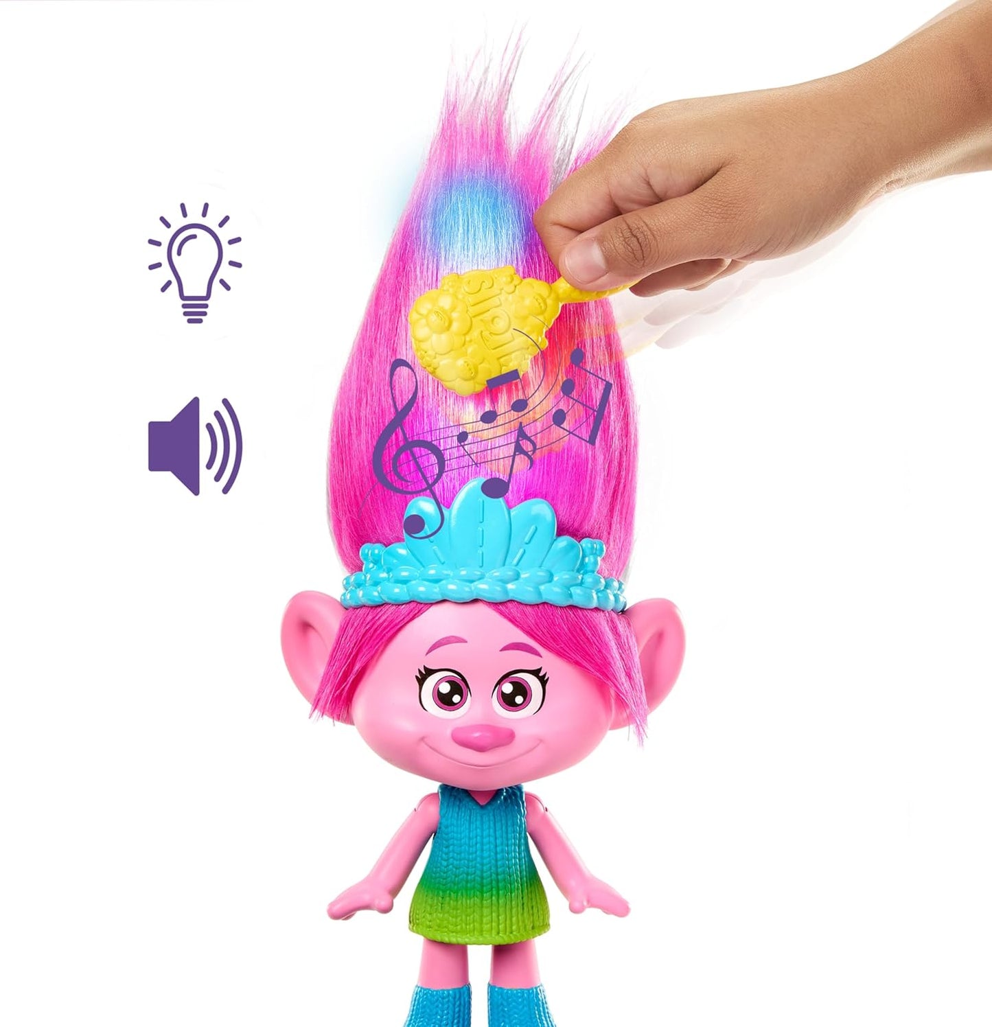 Rainbow HairTunes Poppy-Puppe mit Licht & Sound, Königin Poppy