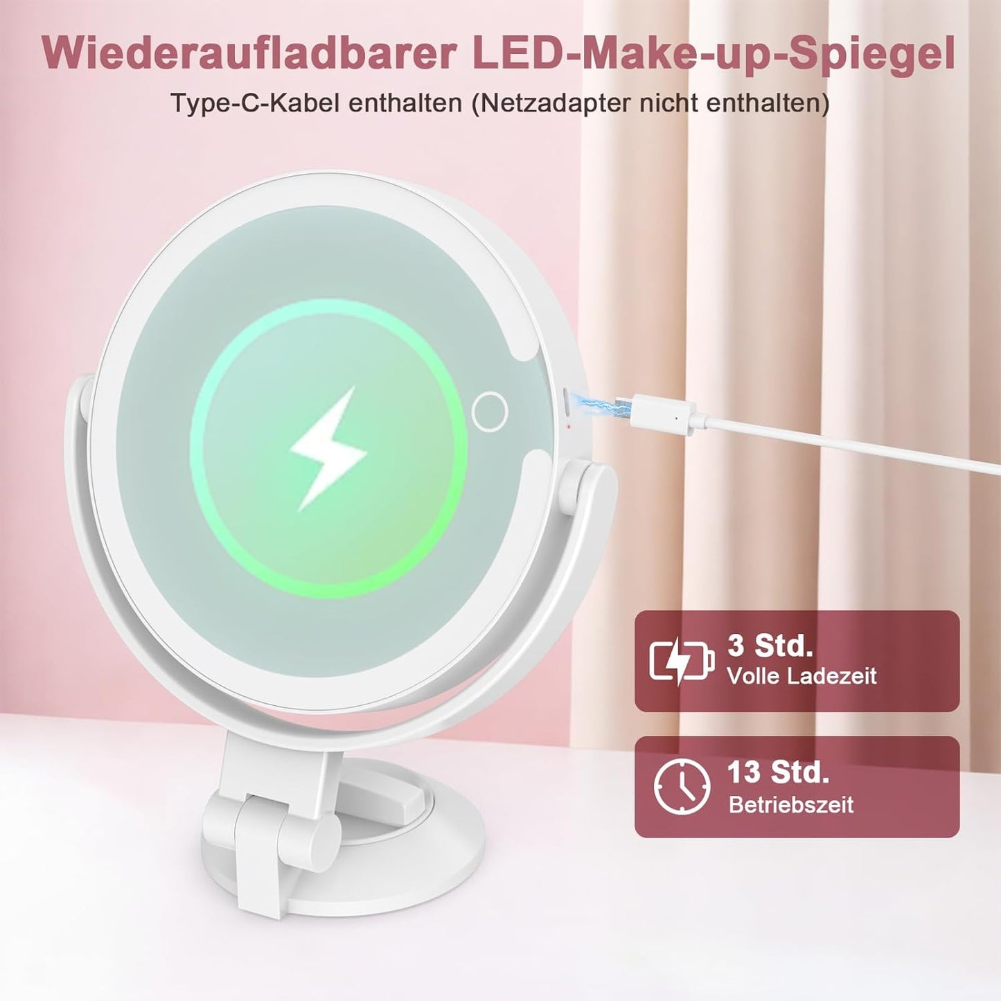 Vergrösserungsspiegel mit Saugnapf & Beleuchtung 20x