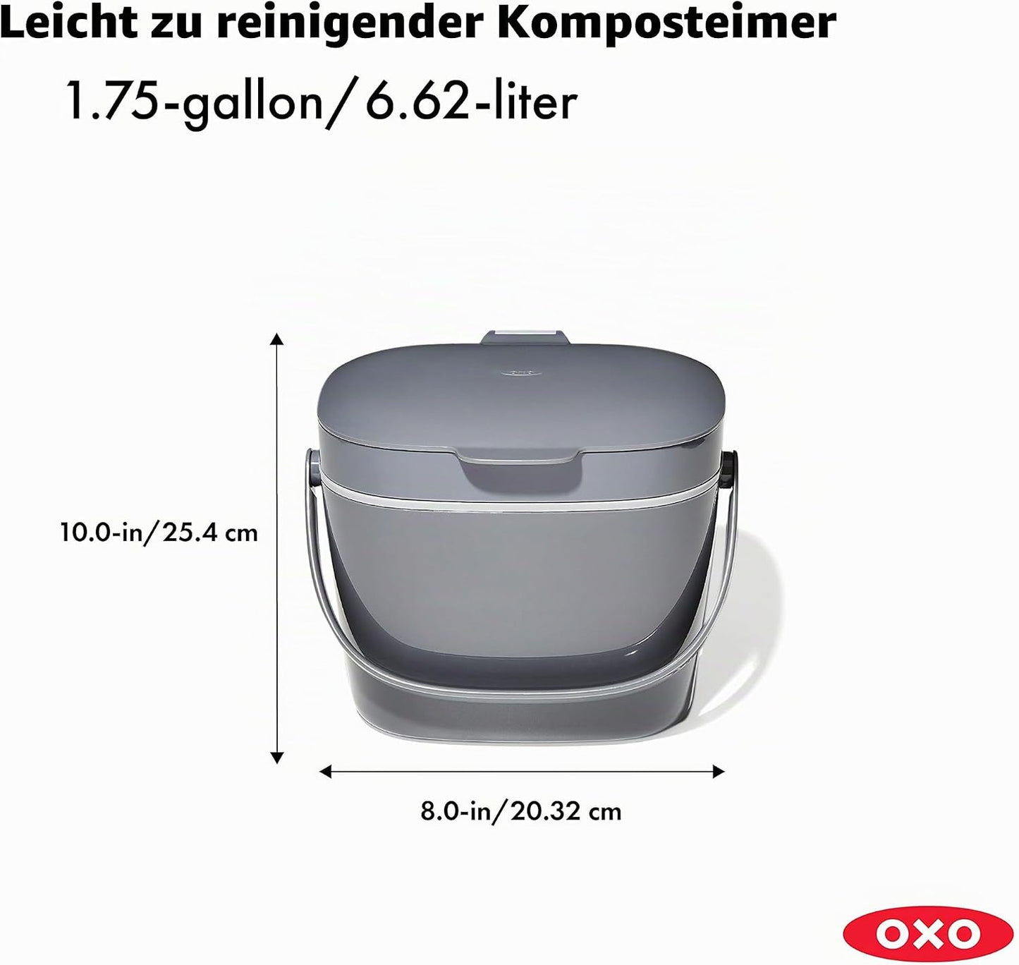 Geruchsdichter Komposteimer, 6.6L Grau