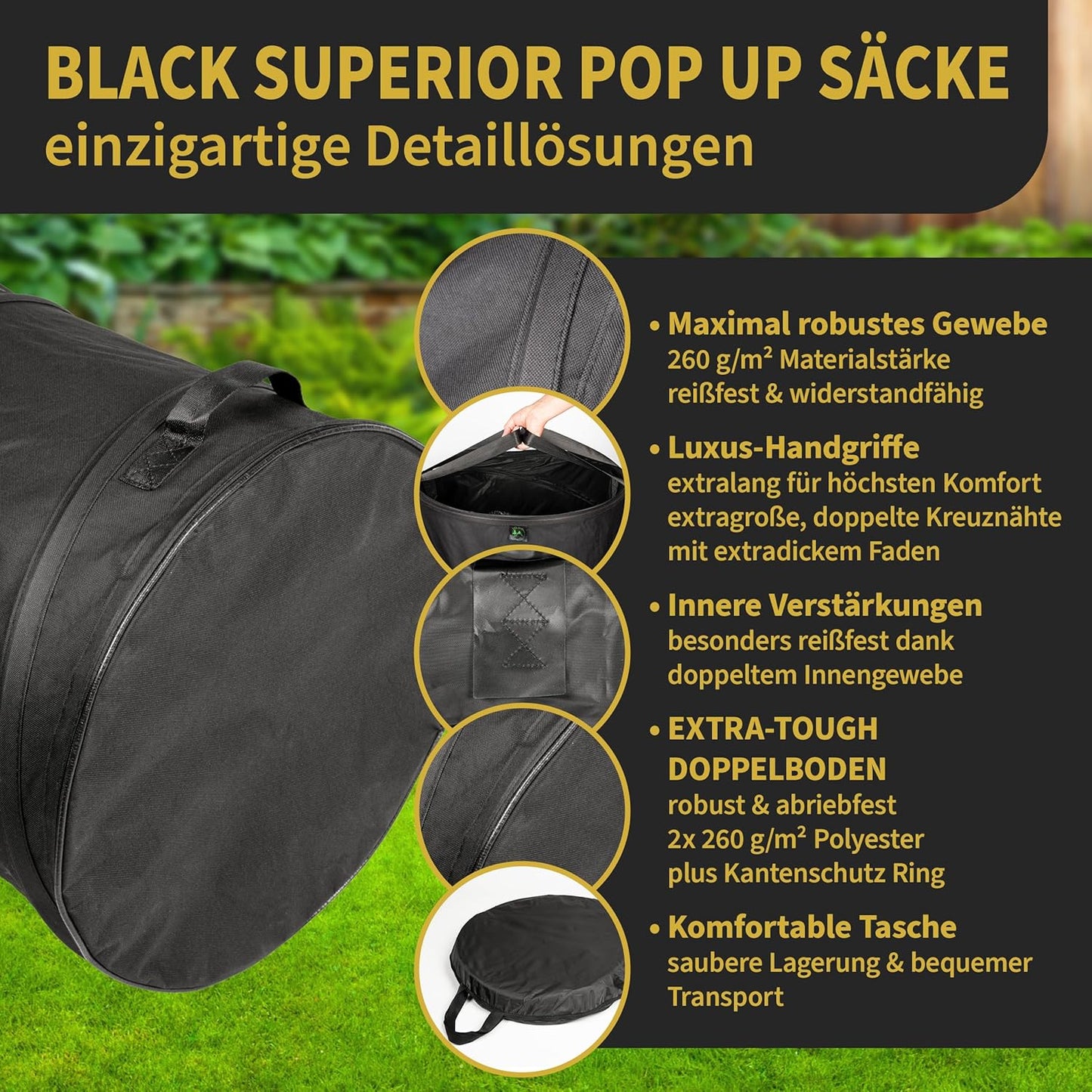 3er-Set Gartensack Black Superior, 85 Liter 3x