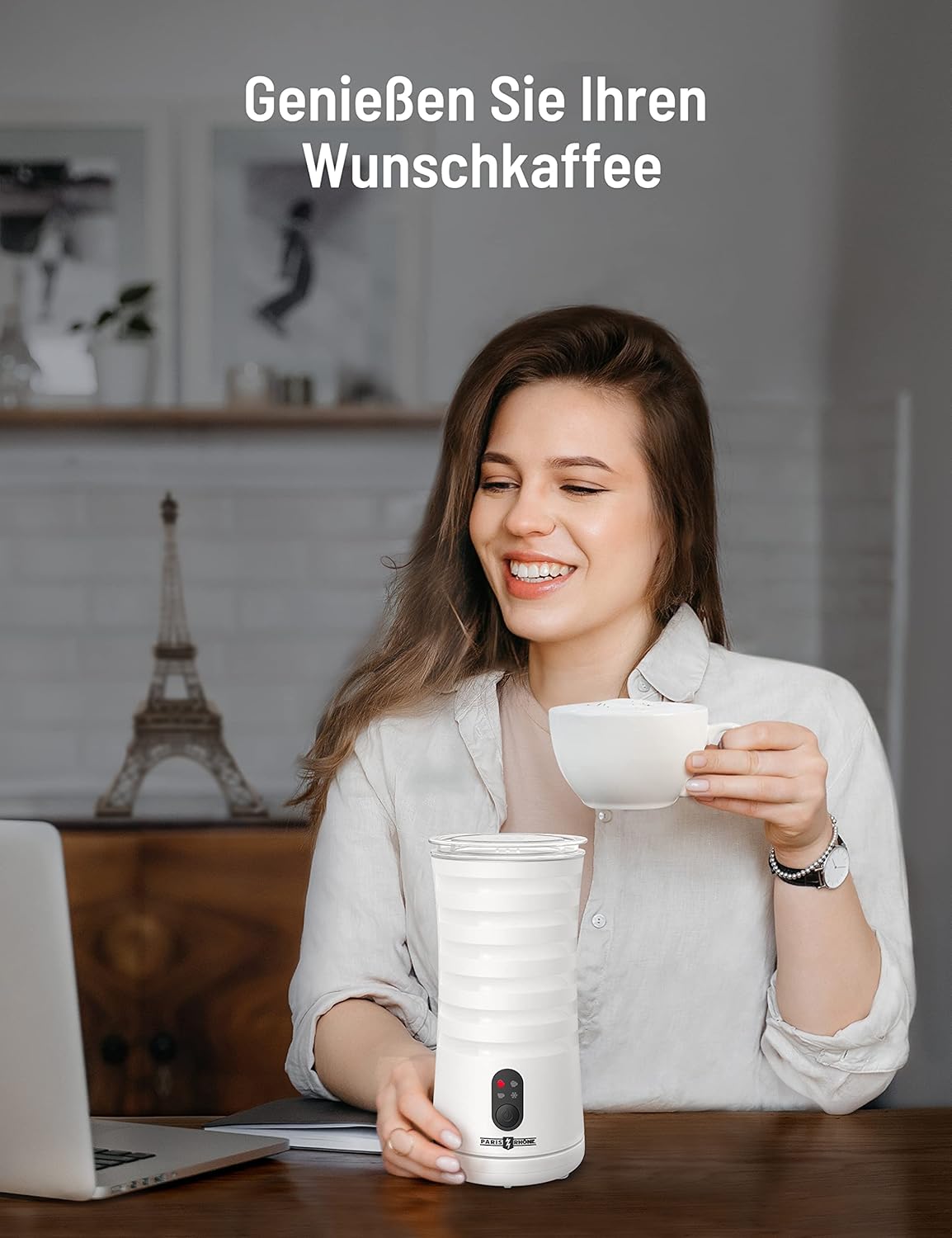 4-in-1 Milchaufschäumer mit Abschaltautomatik, Weiss
