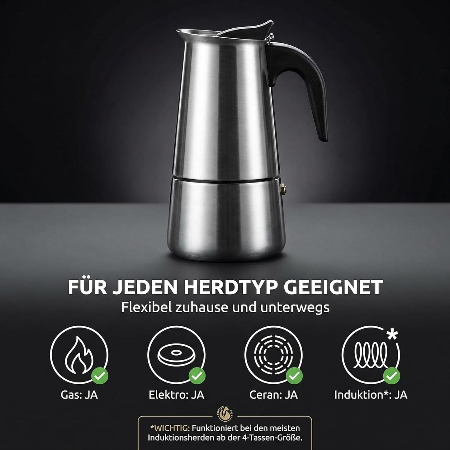 Espressokocher für 6 Tassen, 6 Tassen - 300 Ml