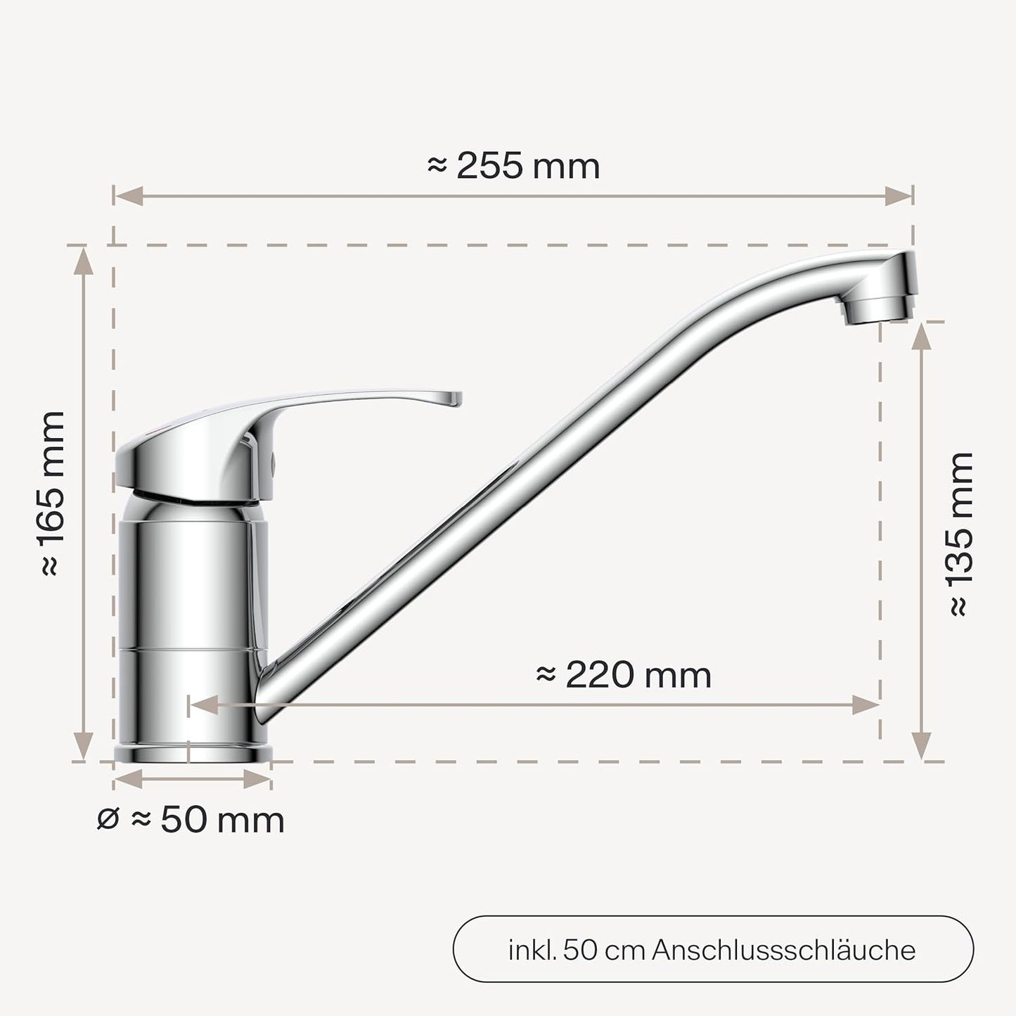 Küchenarmatur WK8 mit Einhebelmischer, Chrom Hebel