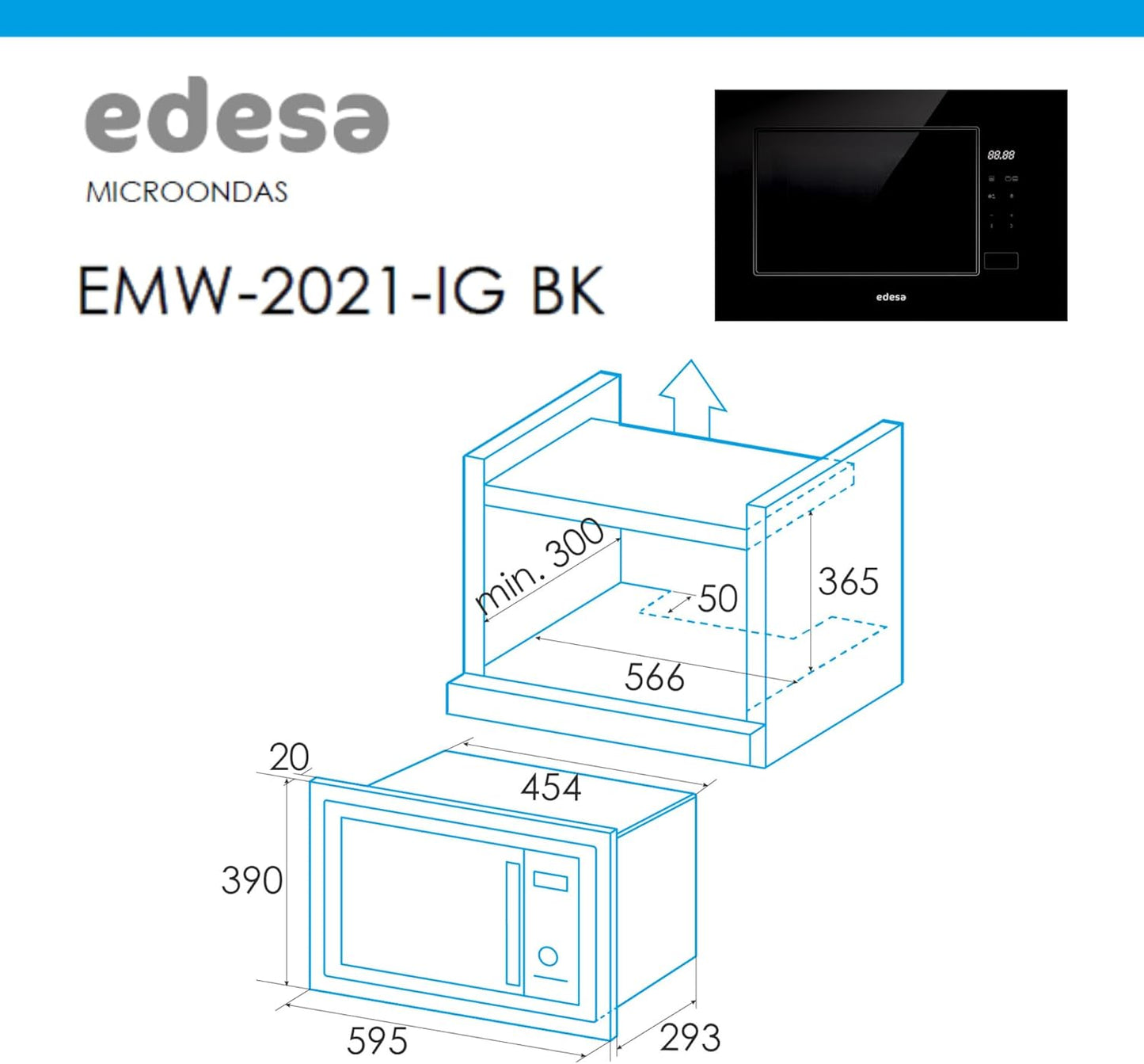 Einbau-Mikrowelle EMW-2021-IG mit Grill und Auftaufunktion