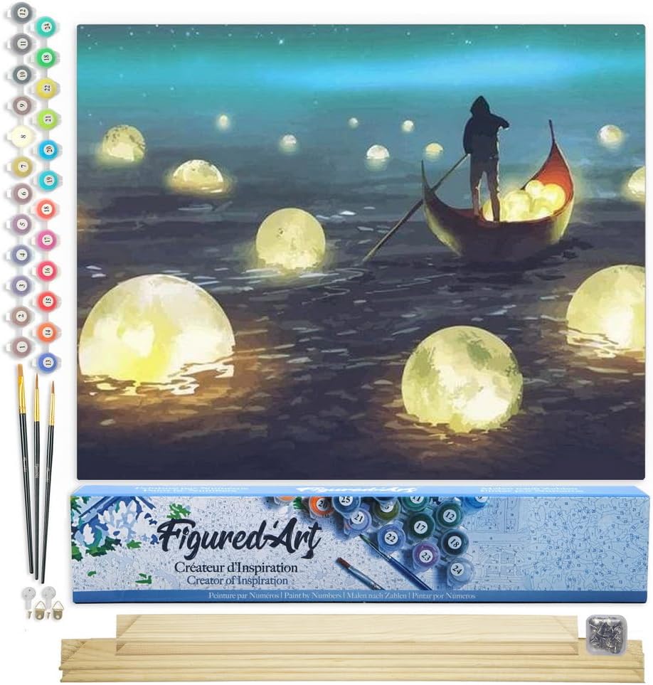 Malen nach Zahlen - Lichter auf dem See, Lichter auf dem See 40x50cm Mit Keilrahmen (nicht gespannt)