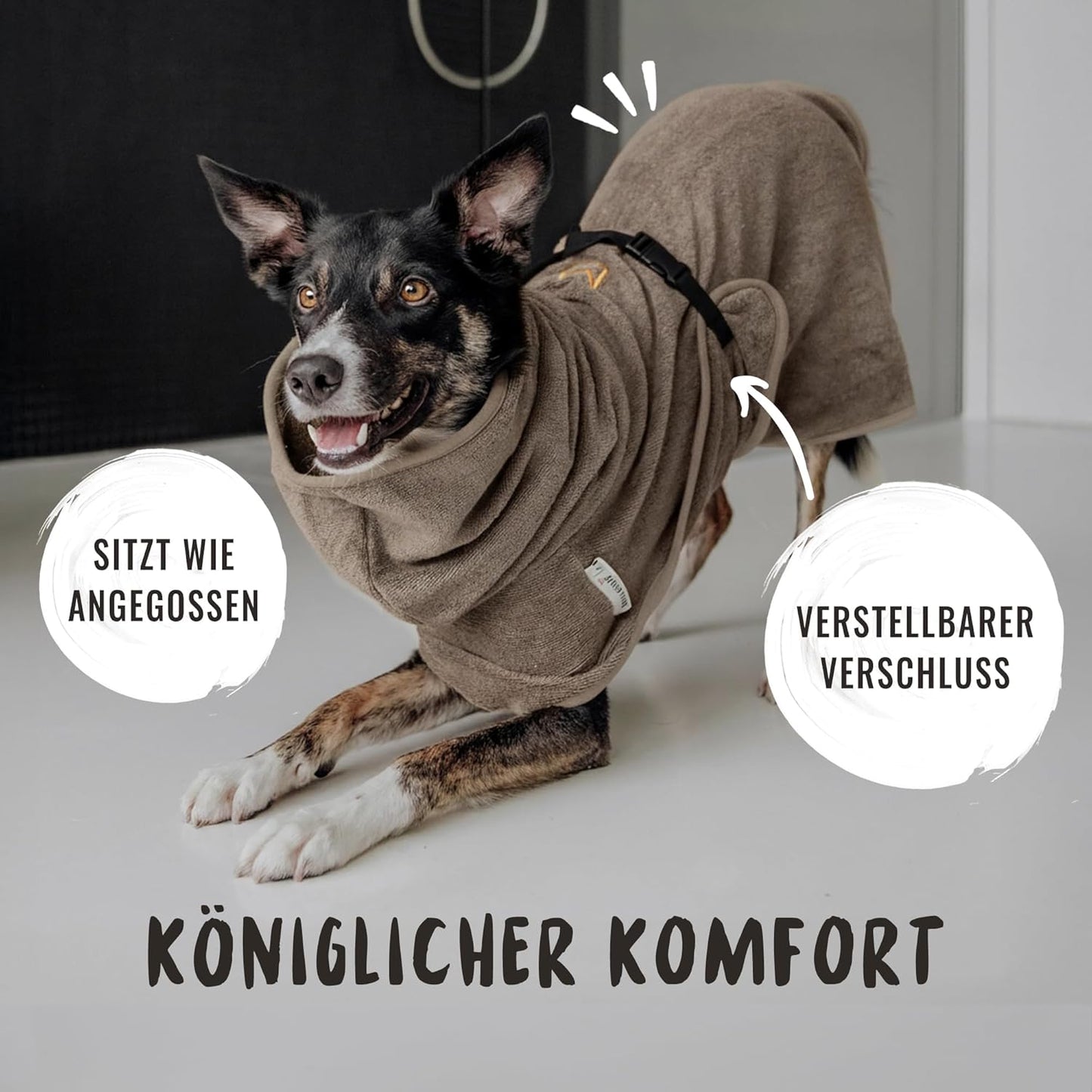 Saugstarker Hundebademantel, L Grau